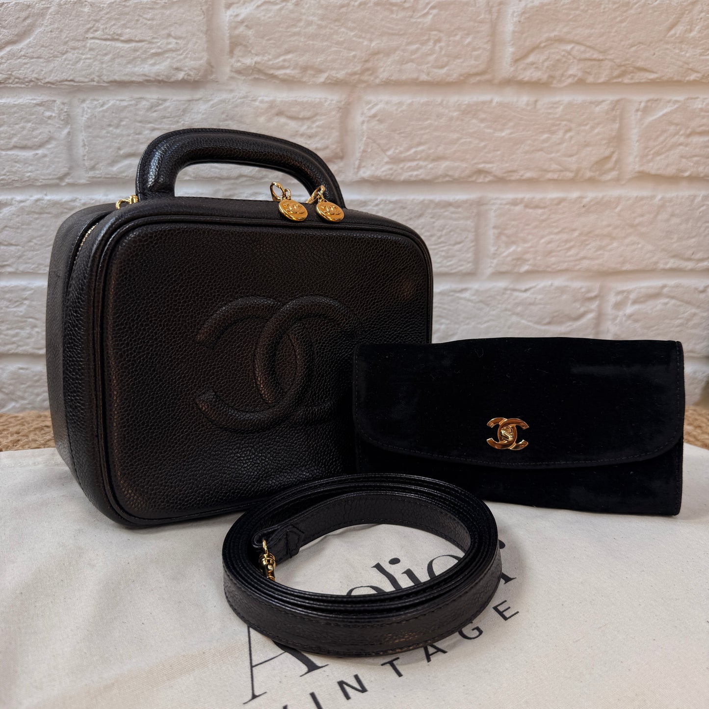Chanel 1996 Vanity Style Two Way bag with pouch