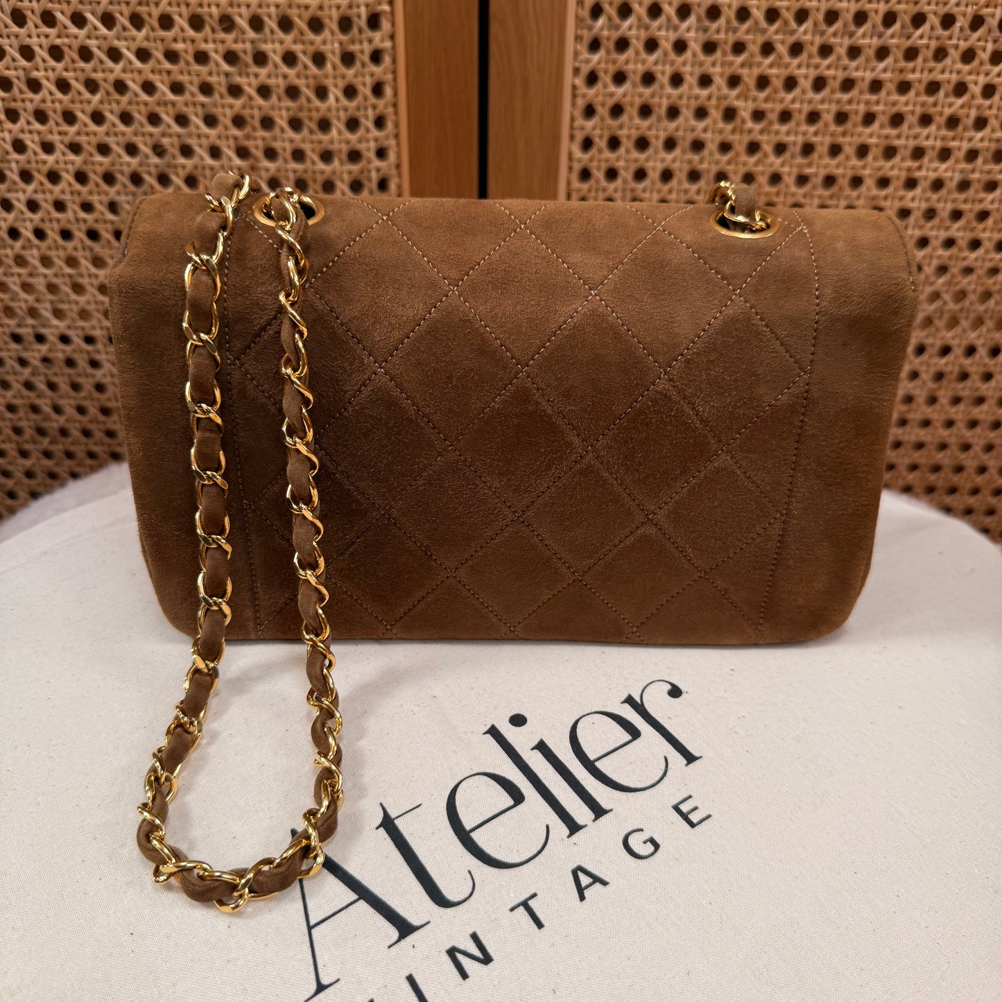 Chanel 1989 Super Rare Tan Suede Single Flap