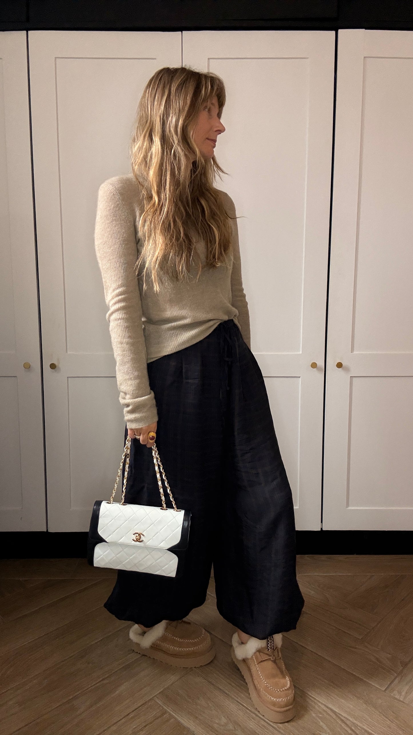 Chanel 1986 Rare Ivory & Navy Limited Edition Single Flap