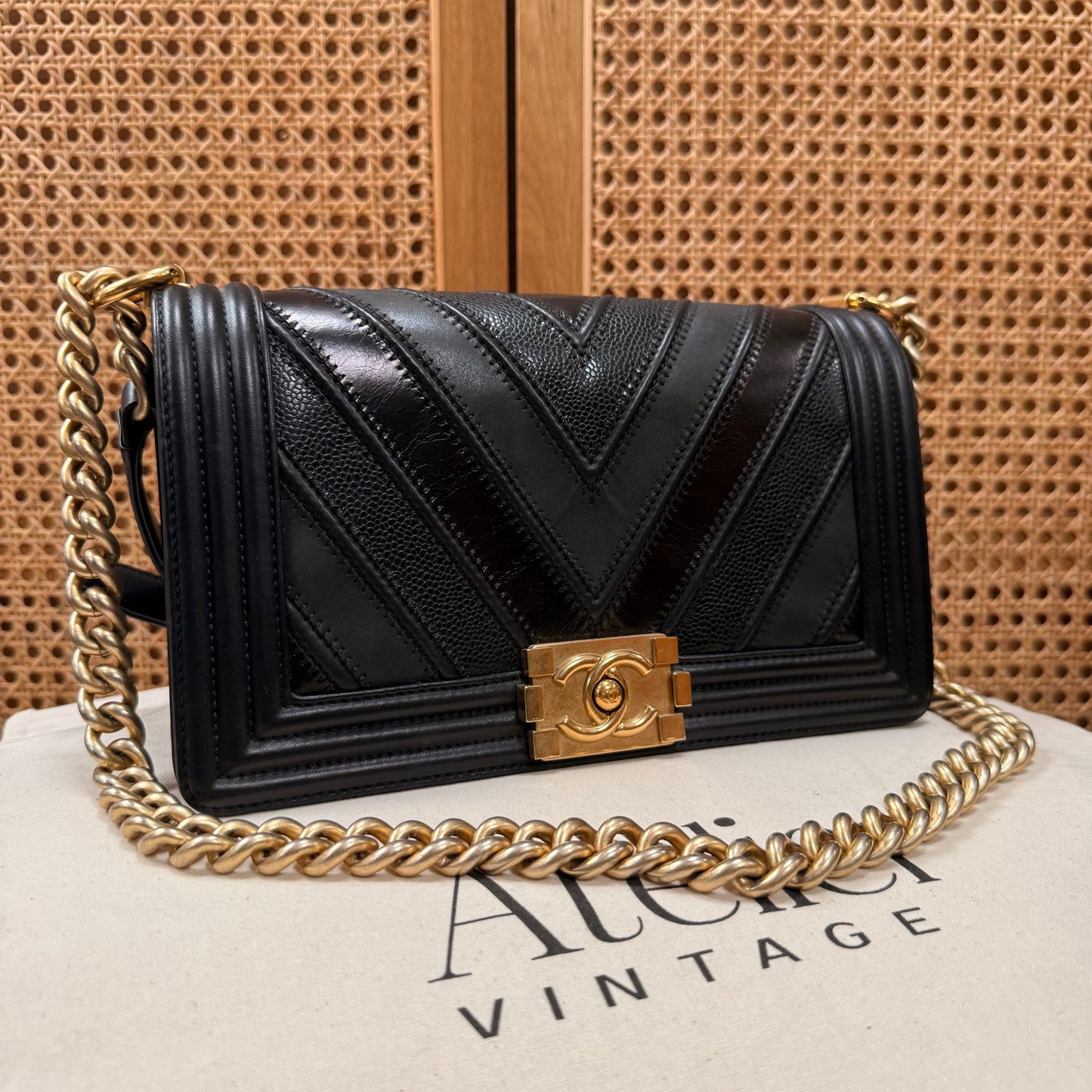 Chanel Rare 2016 Black Le Boy in Caviar mix