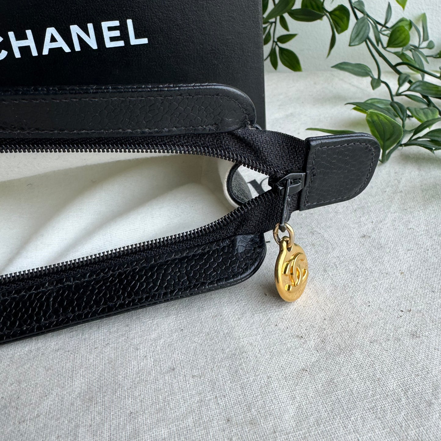 Chanel 1994 CC Caviar Pouch with Box