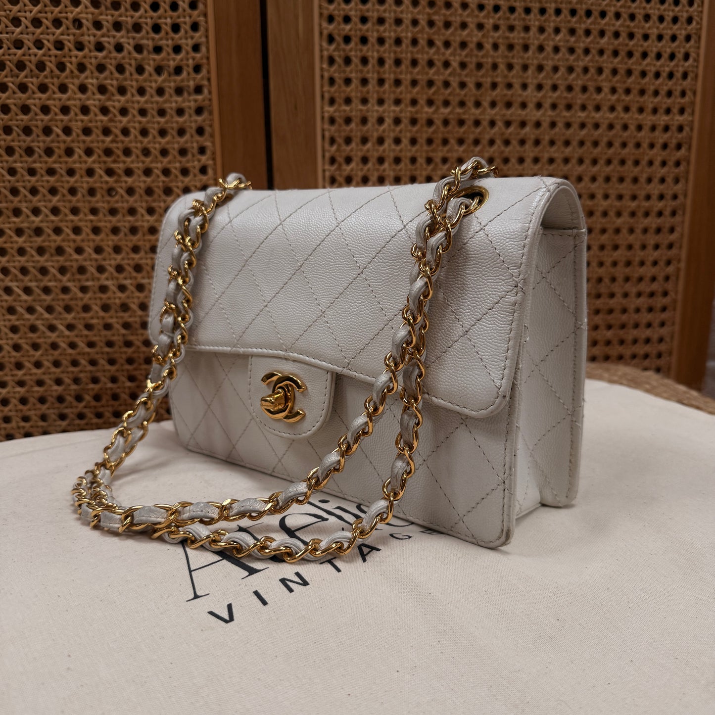 Chanel 1997 Ivory Caviar Single Flap