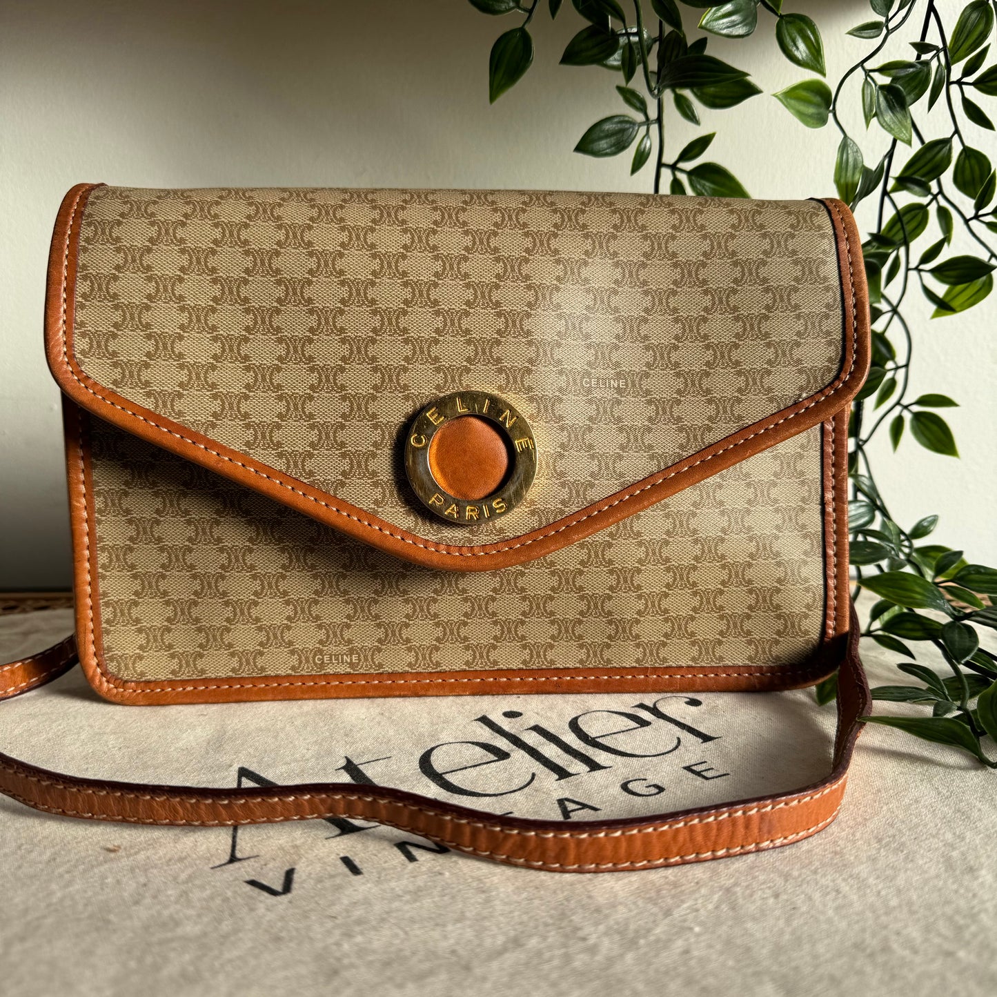 Celine Macadam Beige Shoulder Bag