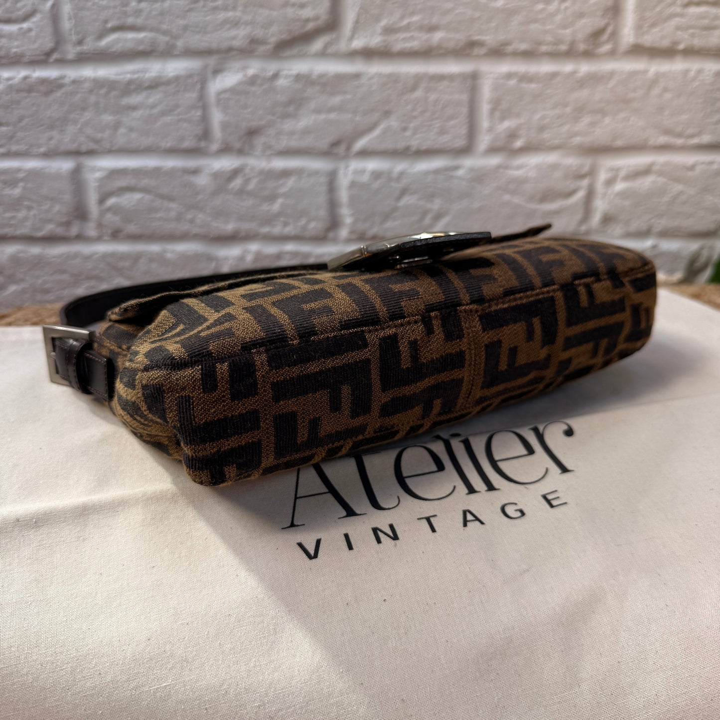 Fendi 1990s Original Baguette in Brown Zucca Print Canvas