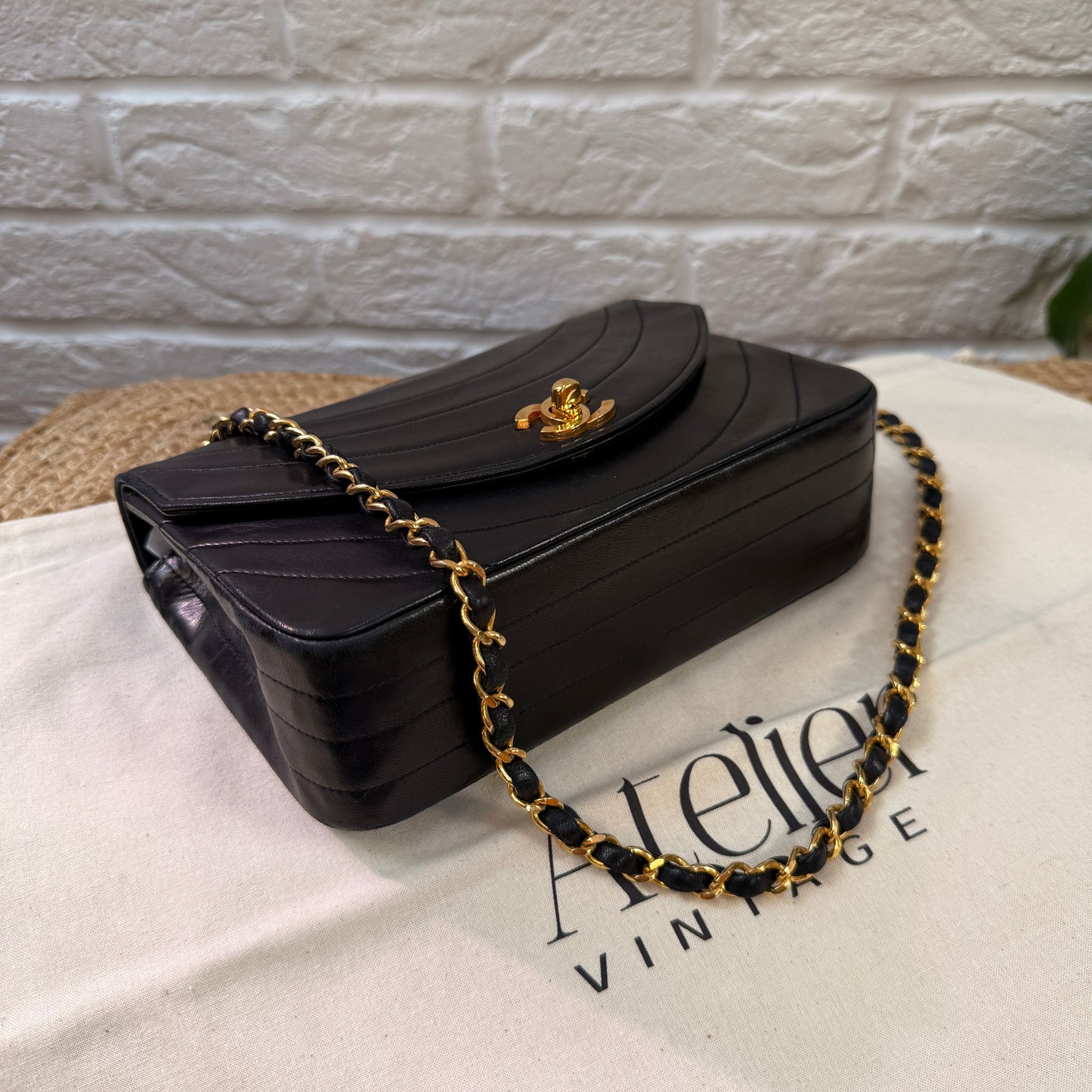 Chanel 1986 Rare Black Half Moon Quilted single flap