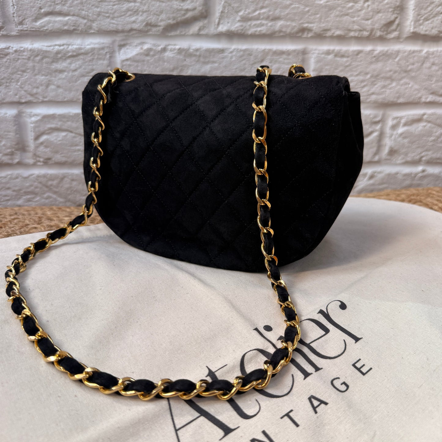 Chanel Rare 1986 Suede Half Moon Single Flap