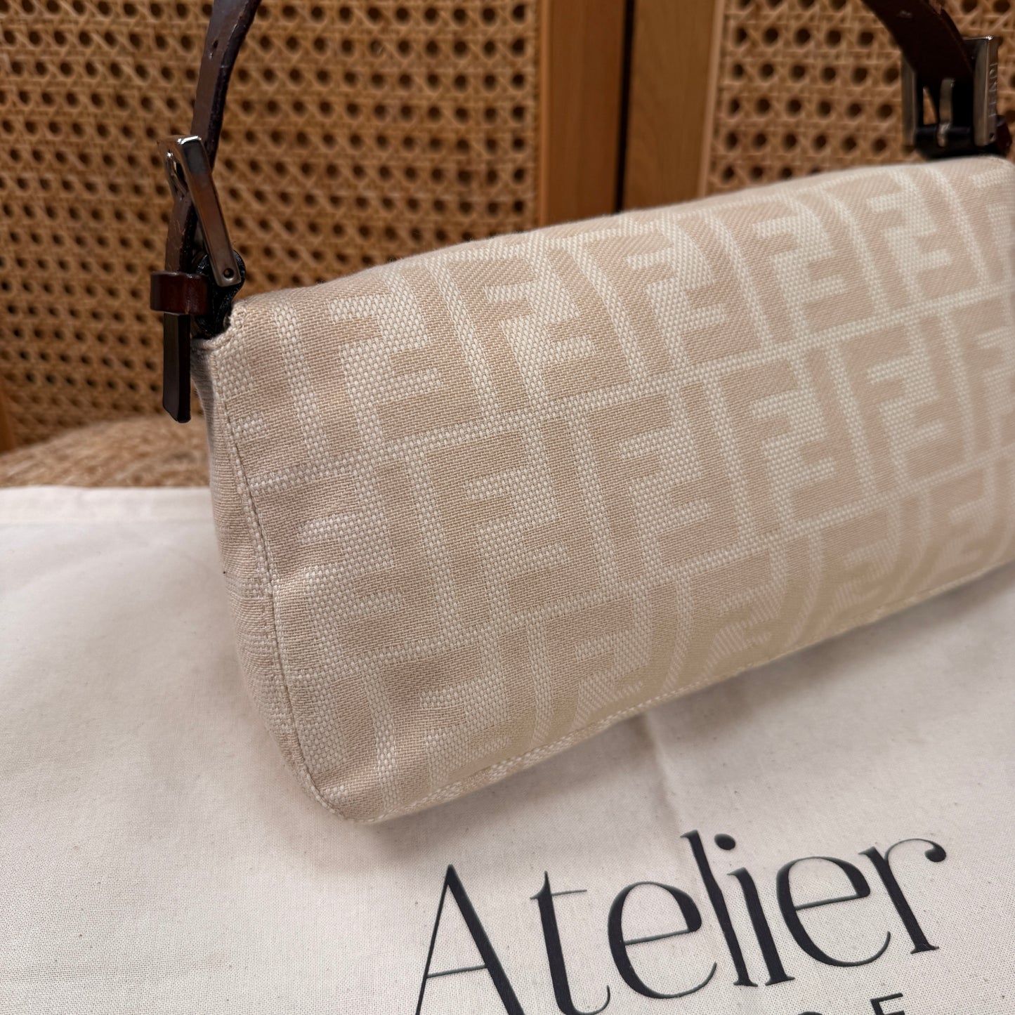 Fendi 1990s Original Baguette in Beige Canvas