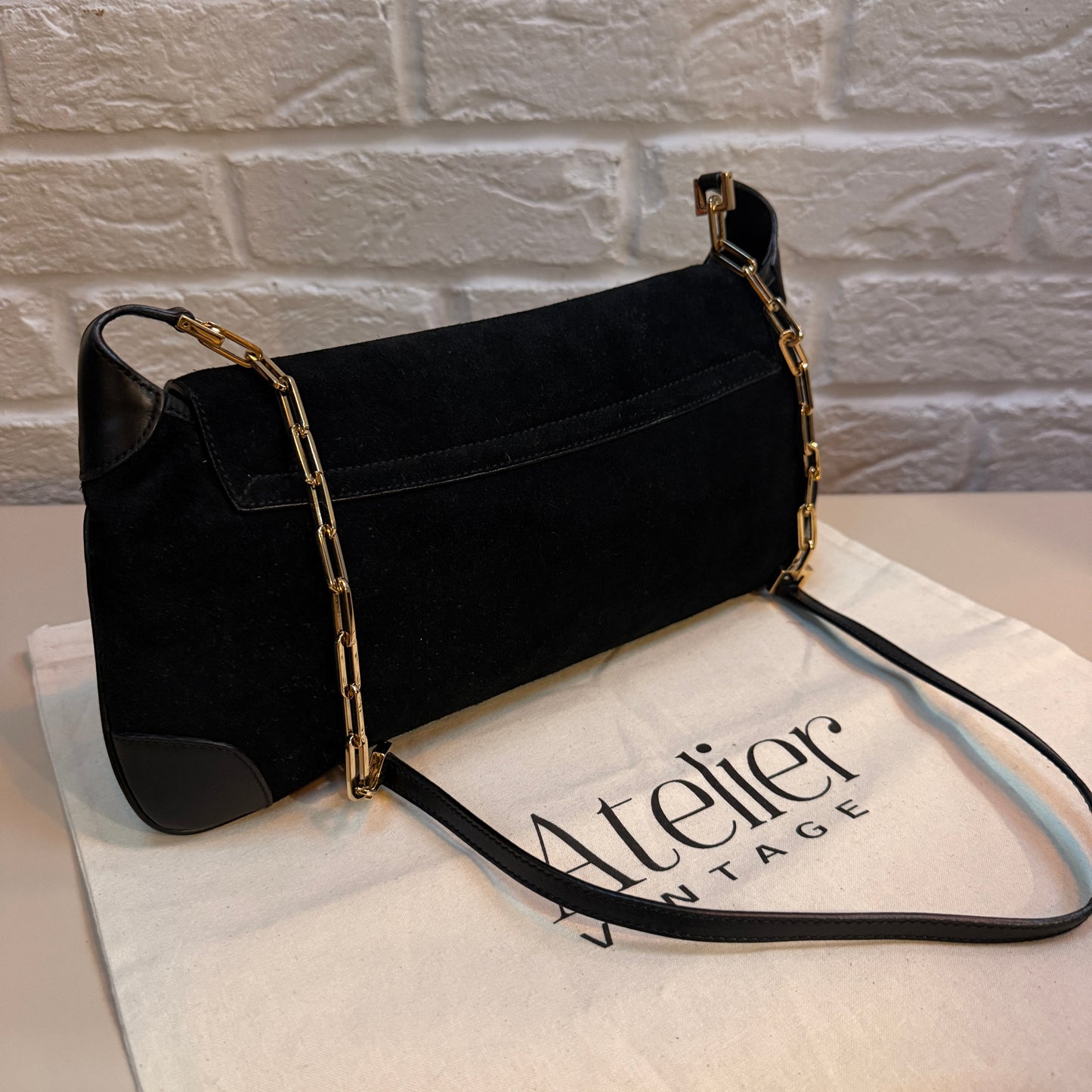 Gucci 1990s Gucci X Tom Ford Black Suede Tigers Head Cross Body