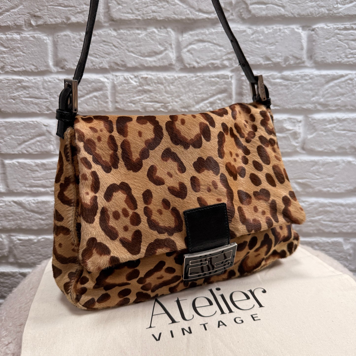 Fendi 1990s Original Fendi Mamma Baguette In Leopard Print Pony Hair