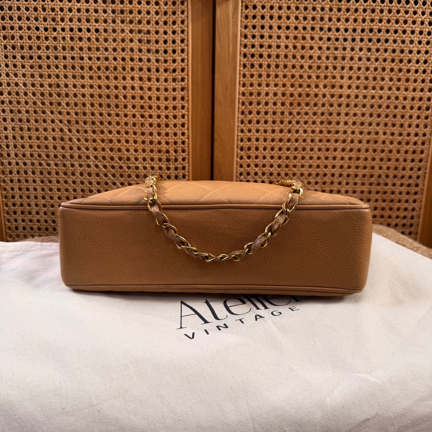 Chanel 1996 Dark Beige Caviar Tote with Jumbo CC Turnlock