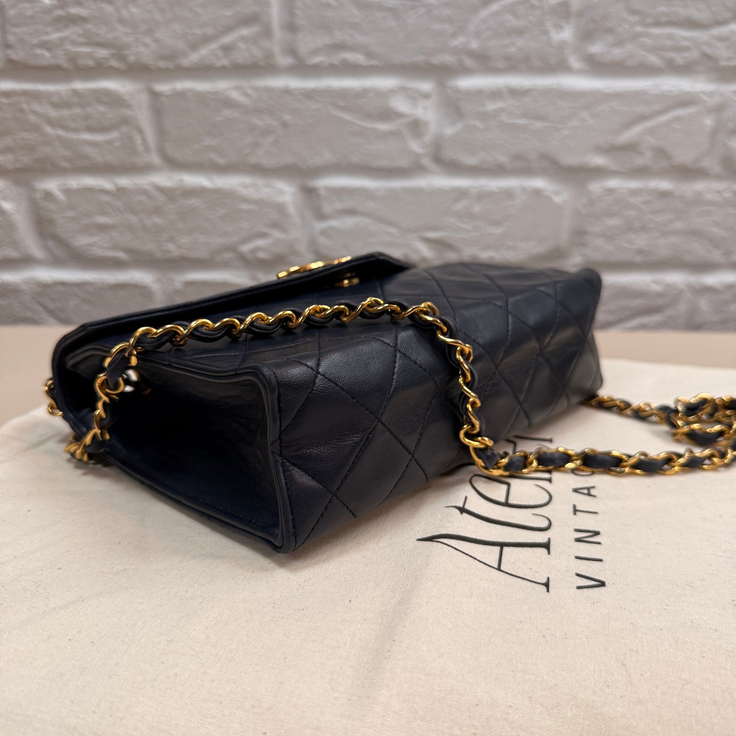 Chanel 1989 Rare Navy Jumbo CC Envelope Flap