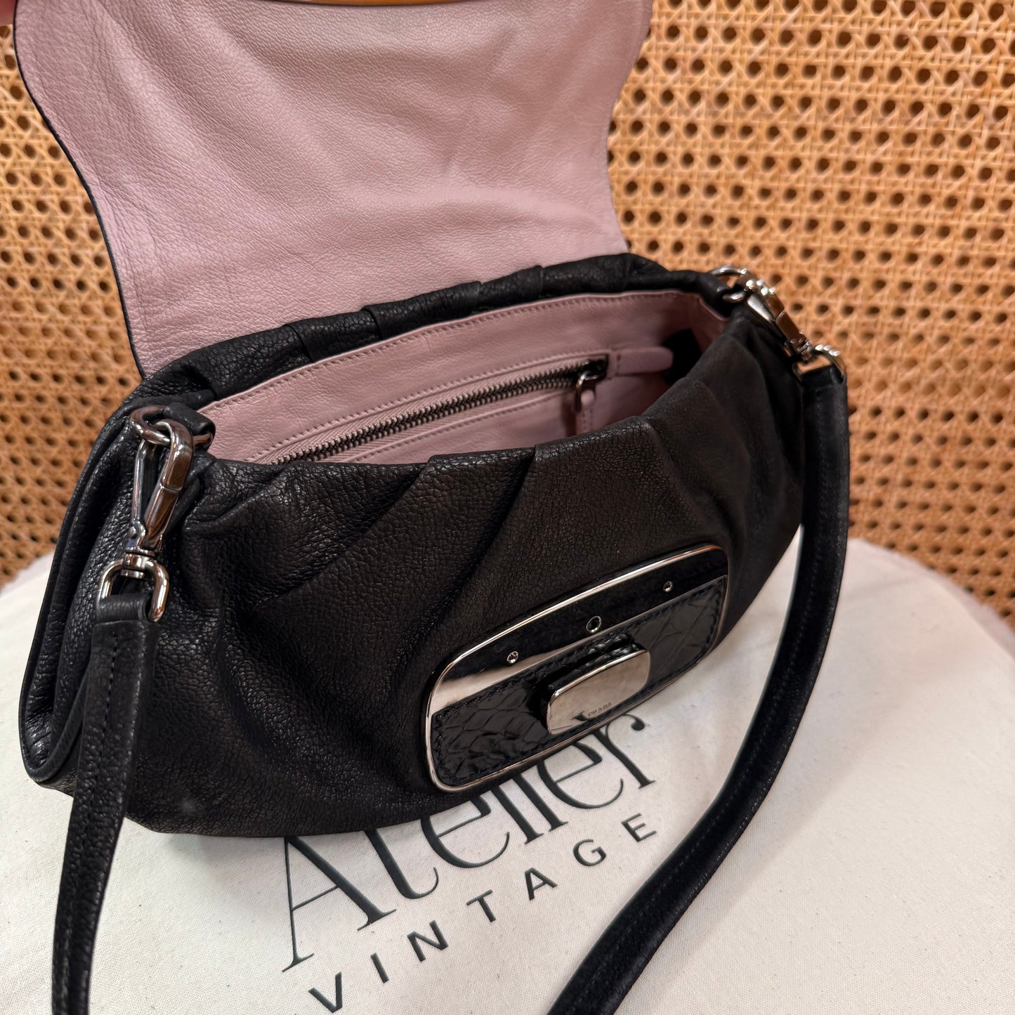 Prada 2002 Black & Embellished Jewel Two Way Shoulder Bag