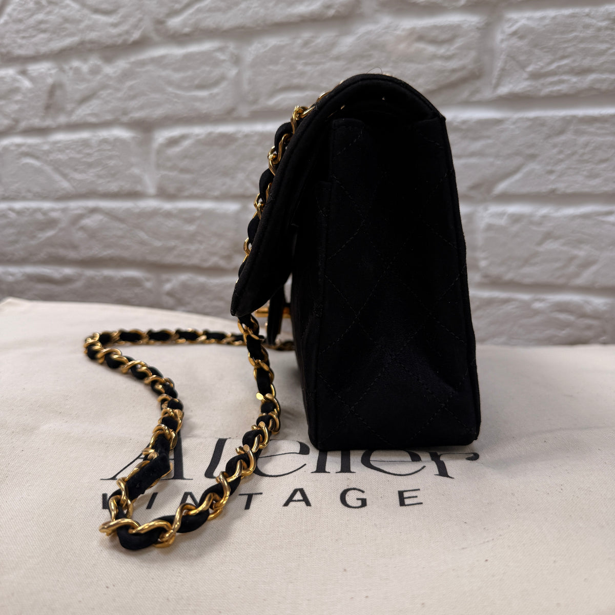Chanel 1986 Rare Suede Black Classic Double Flap Small