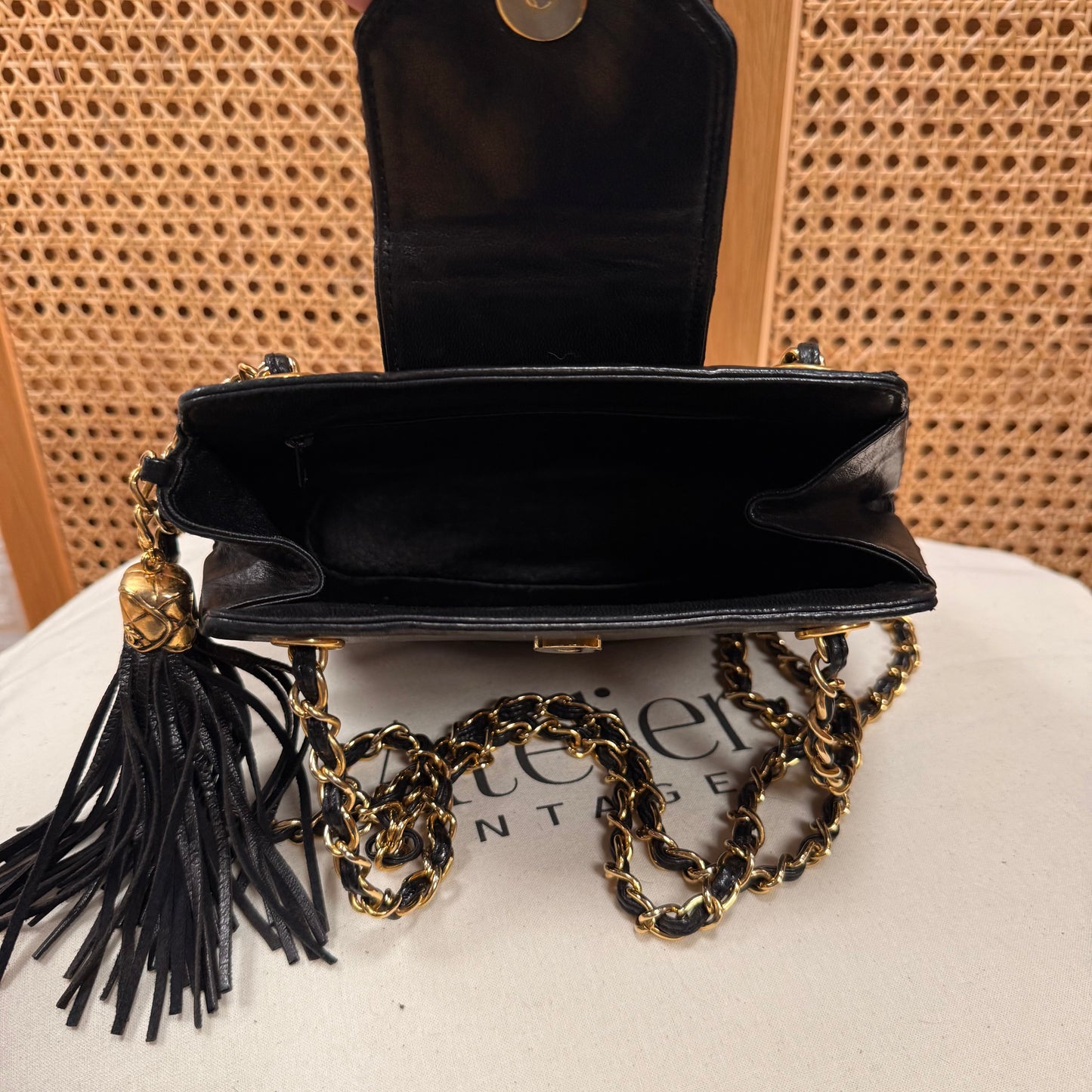 Chanel 1989 Black Camera Style Envelope Mini Tote