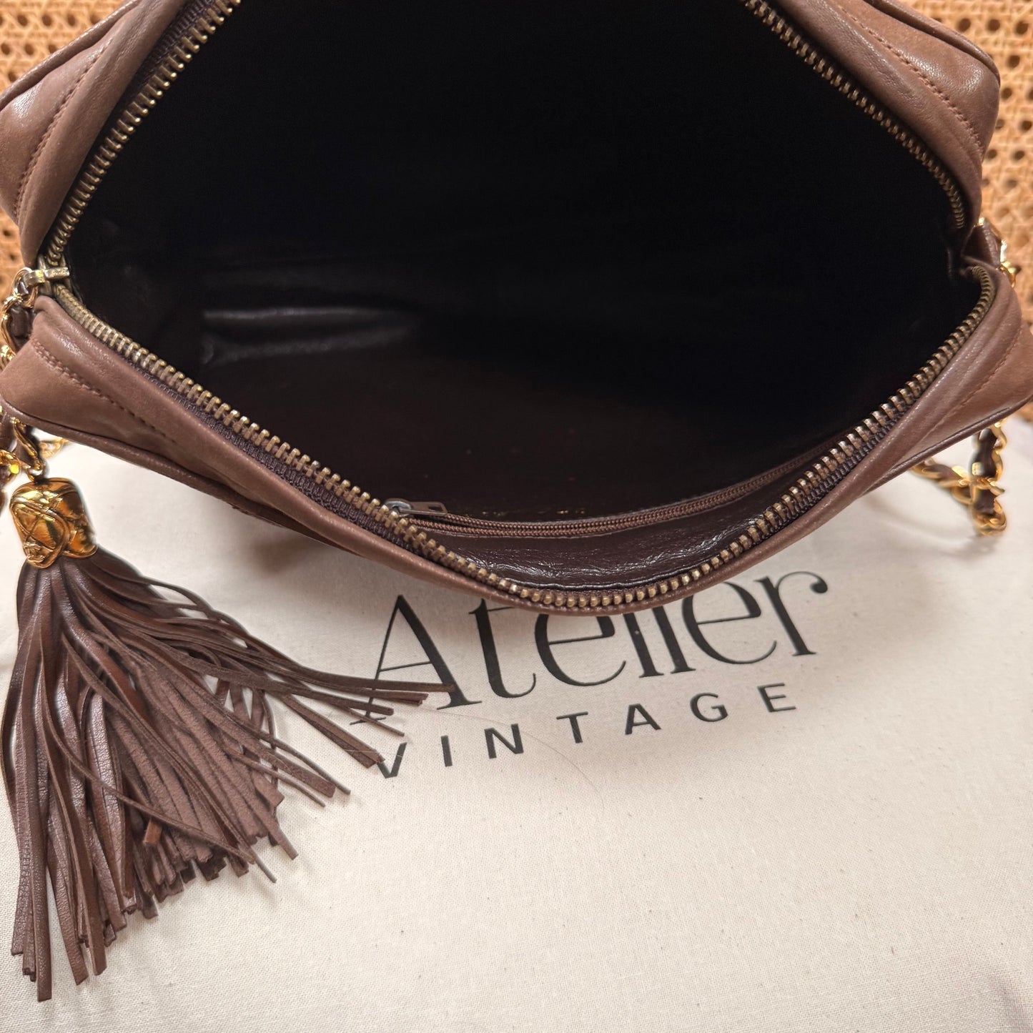 Chanel 1989 Super Rare Dark Tan Tassel Camera Bag