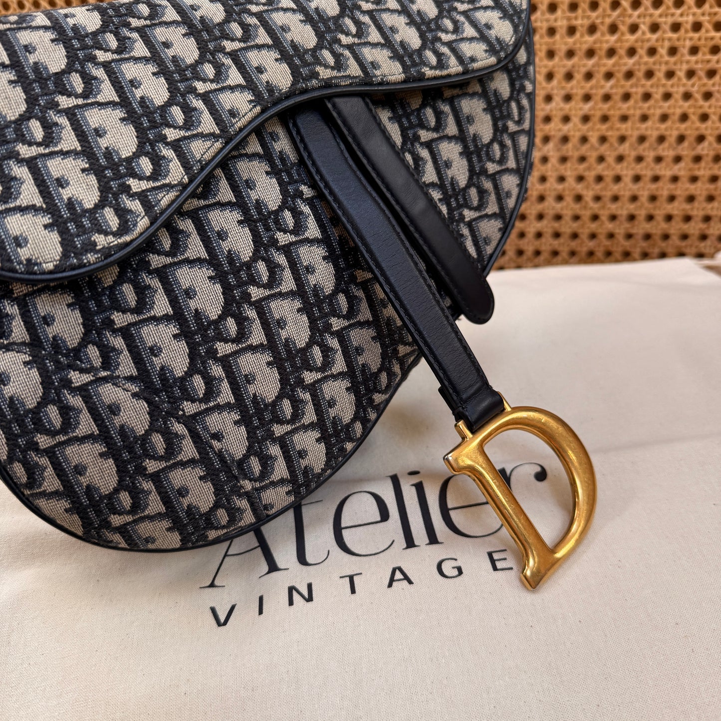 Dior 2019 Saddle Bag in Navy Oblique