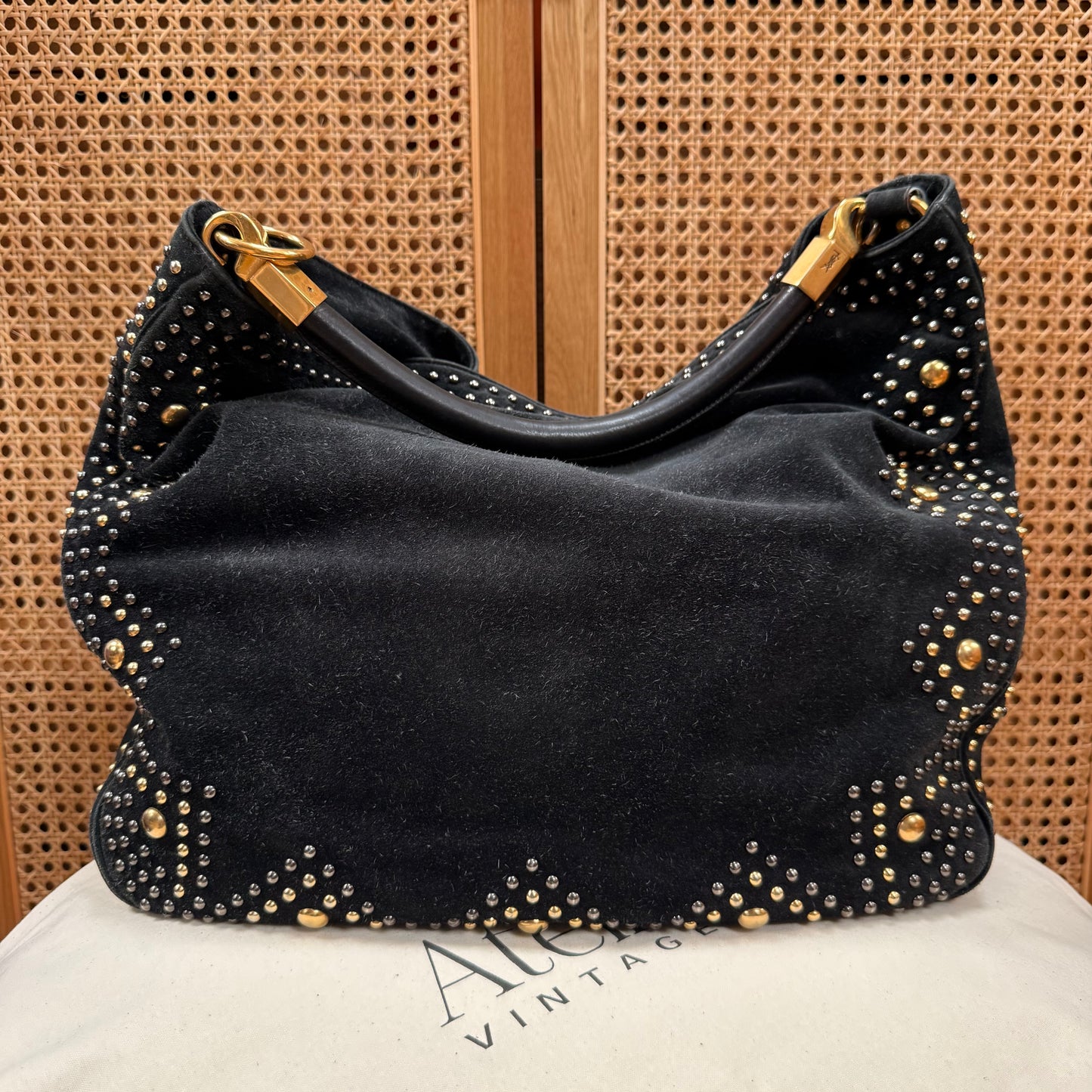 Saint Laurent 2008 Besace Suede & Studded Tote