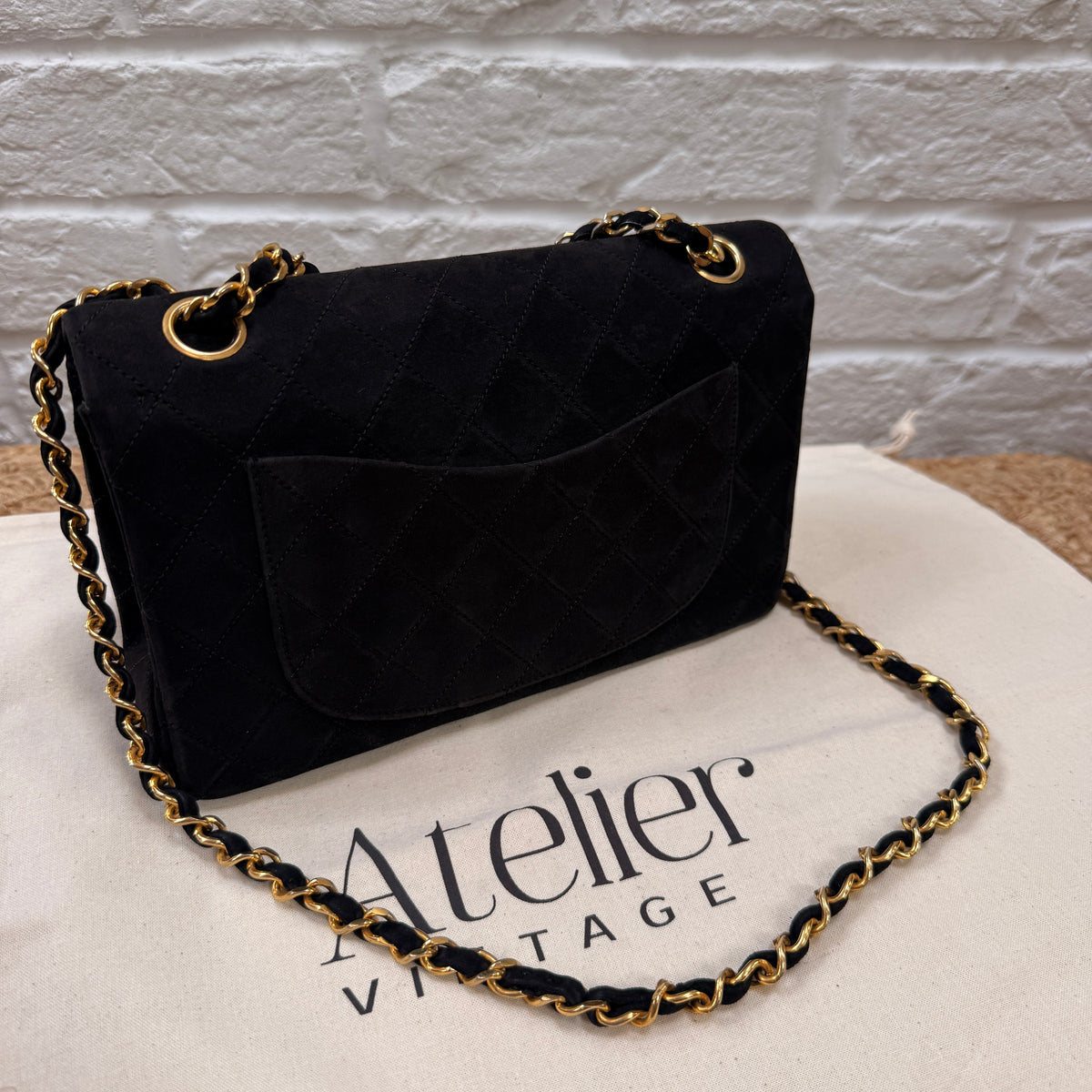 Chanel 1986 Rare Suede Black Classic Double Flap Small