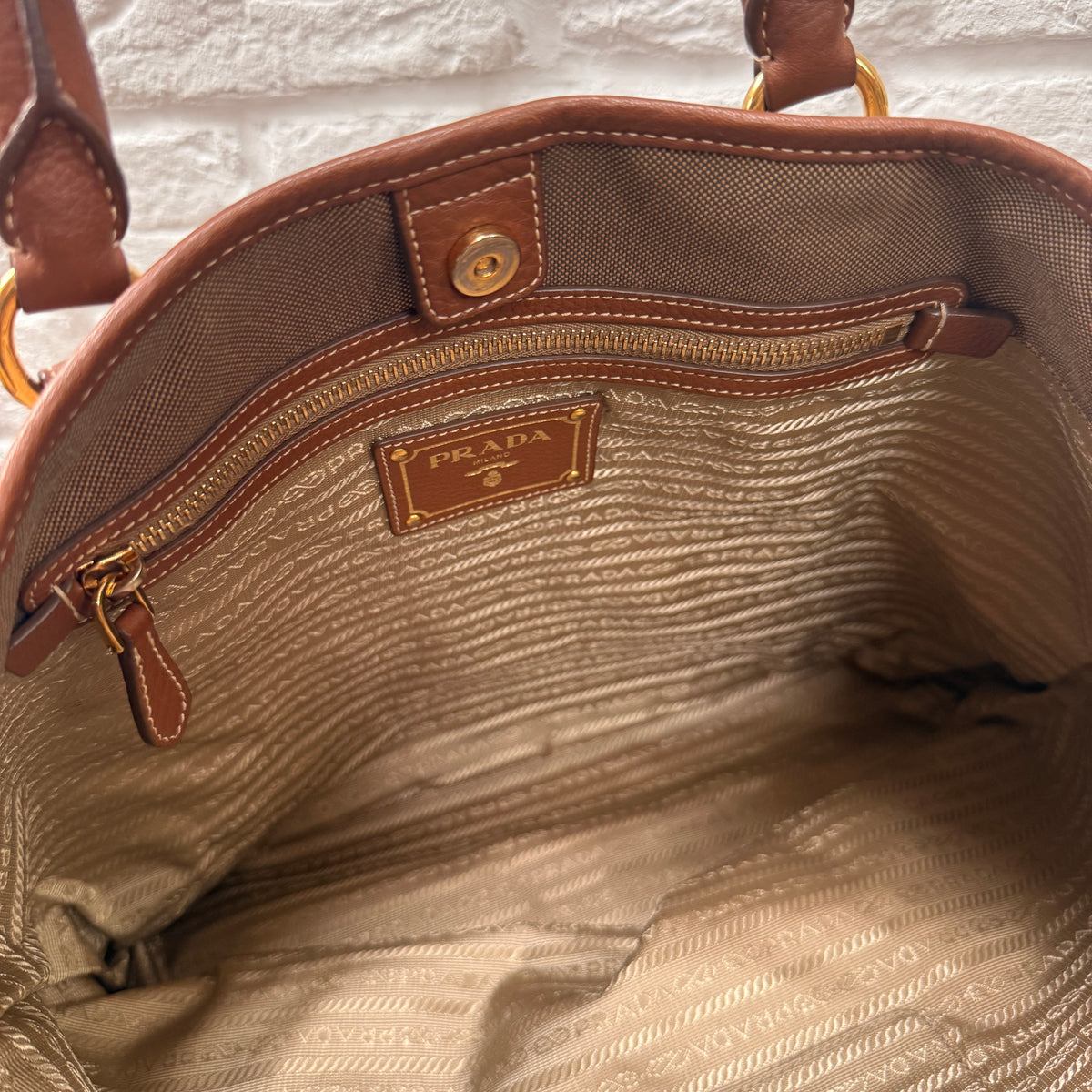 Prada 1990s Canapa Two Way Tote