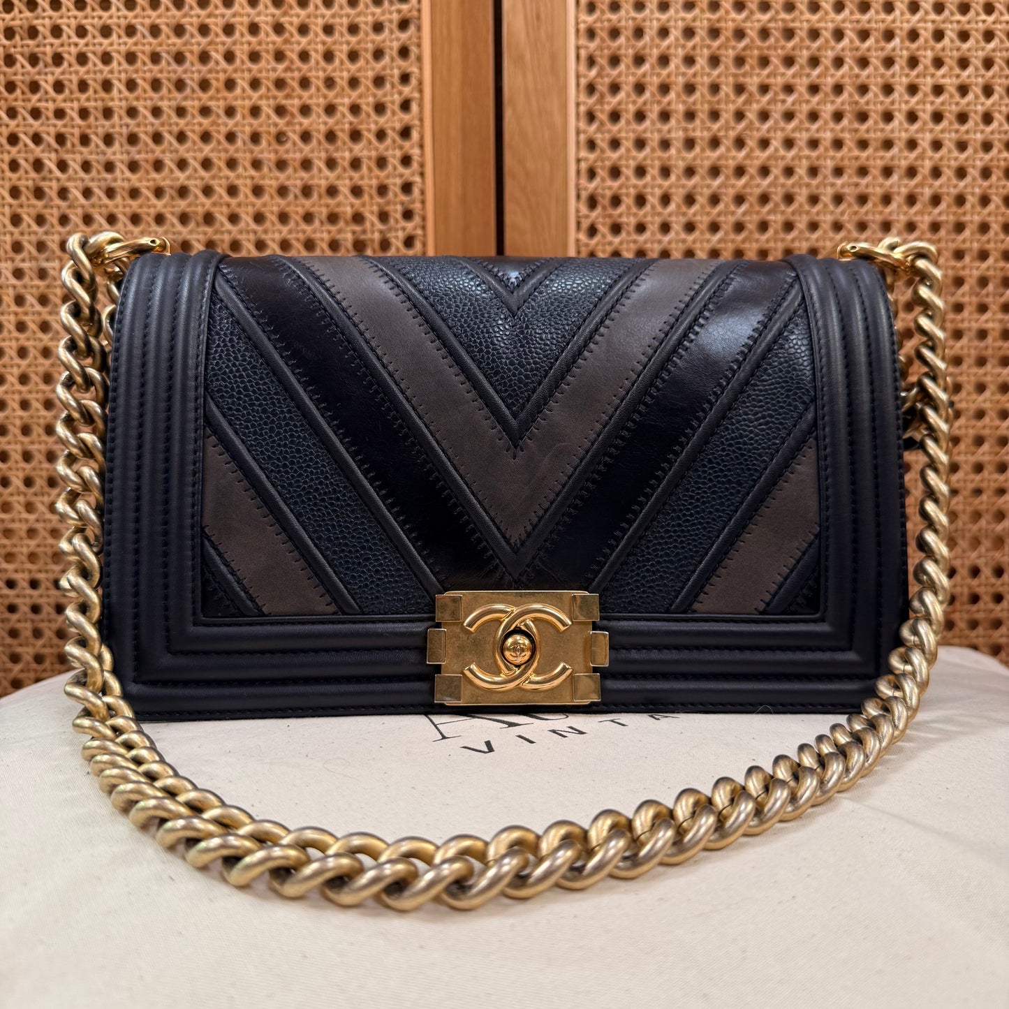 Chanel Rare 2016 Navy Le Boy in Caviar mix