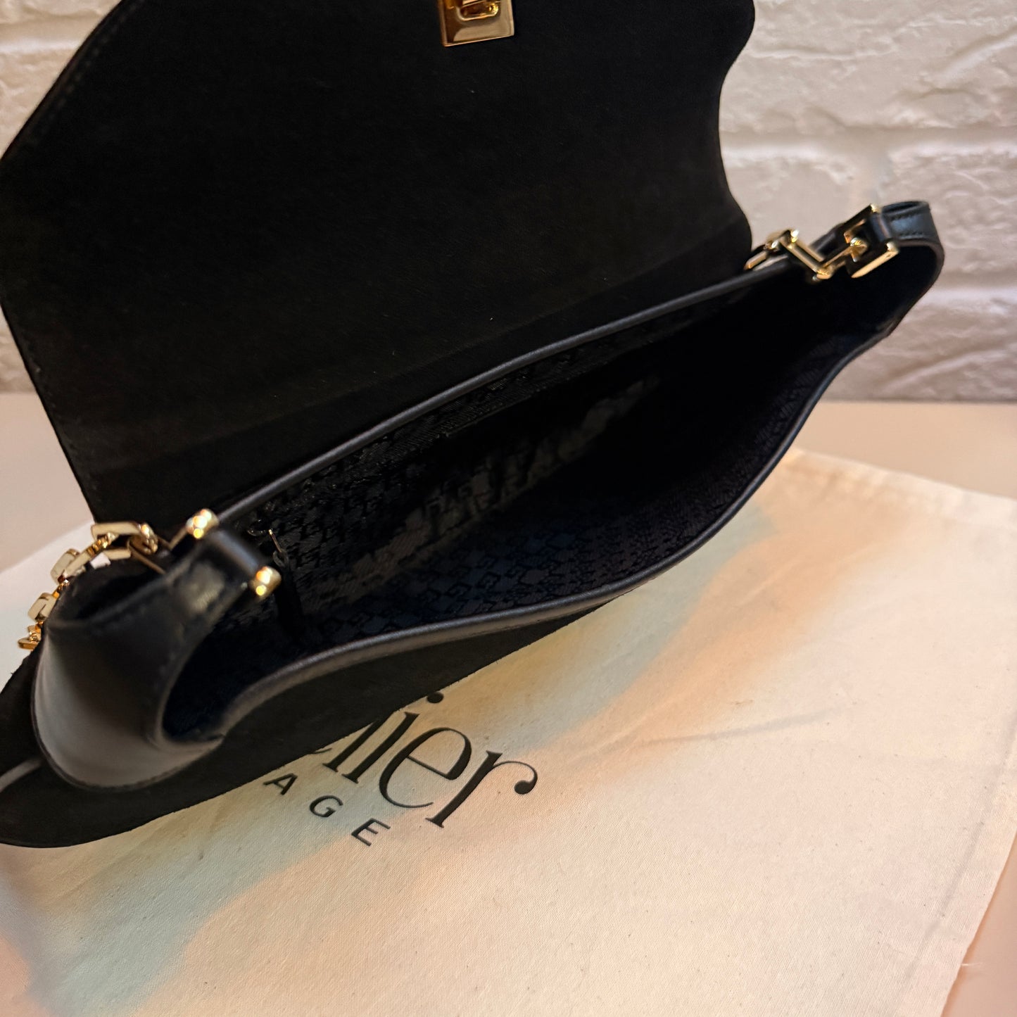 Gucci 1990s Gucci X Tom Ford Black Suede Tigers Head Cross Body