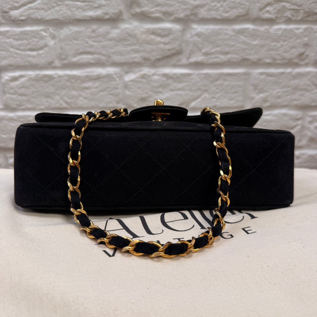Chanel 1986 Rare Suede Black Classic Double Flap Small