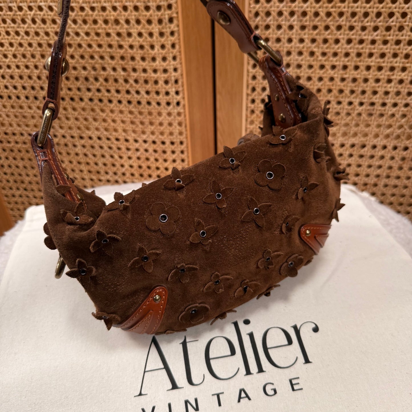 Louis Vuitton 2008 Rare Brown Suede Flower Mahina Onatah PM