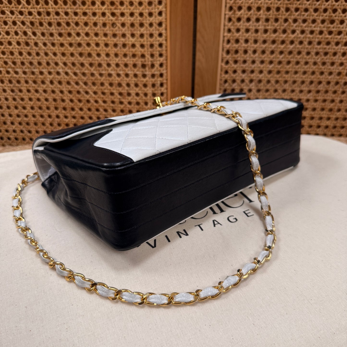 Chanel 1986 Rare Ivory & Navy Limited Edition Single Flap