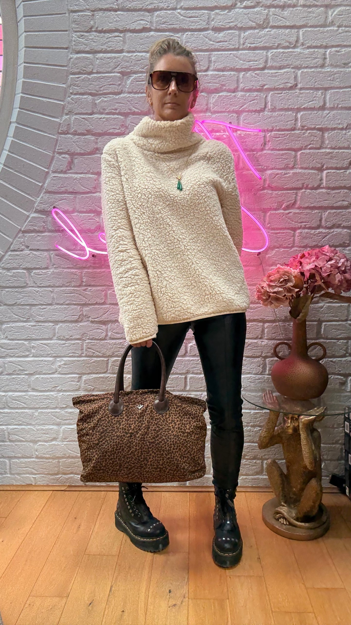 Bottega Veneta 1990s Leopard Print Boston Tote