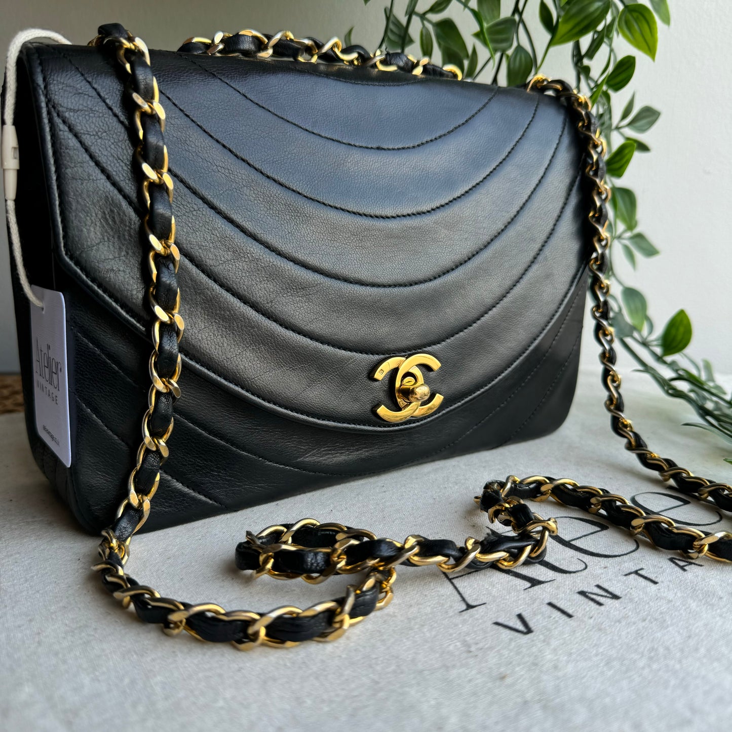 Chanel Early 1980s Rare Half Moon Quilted Single Flap