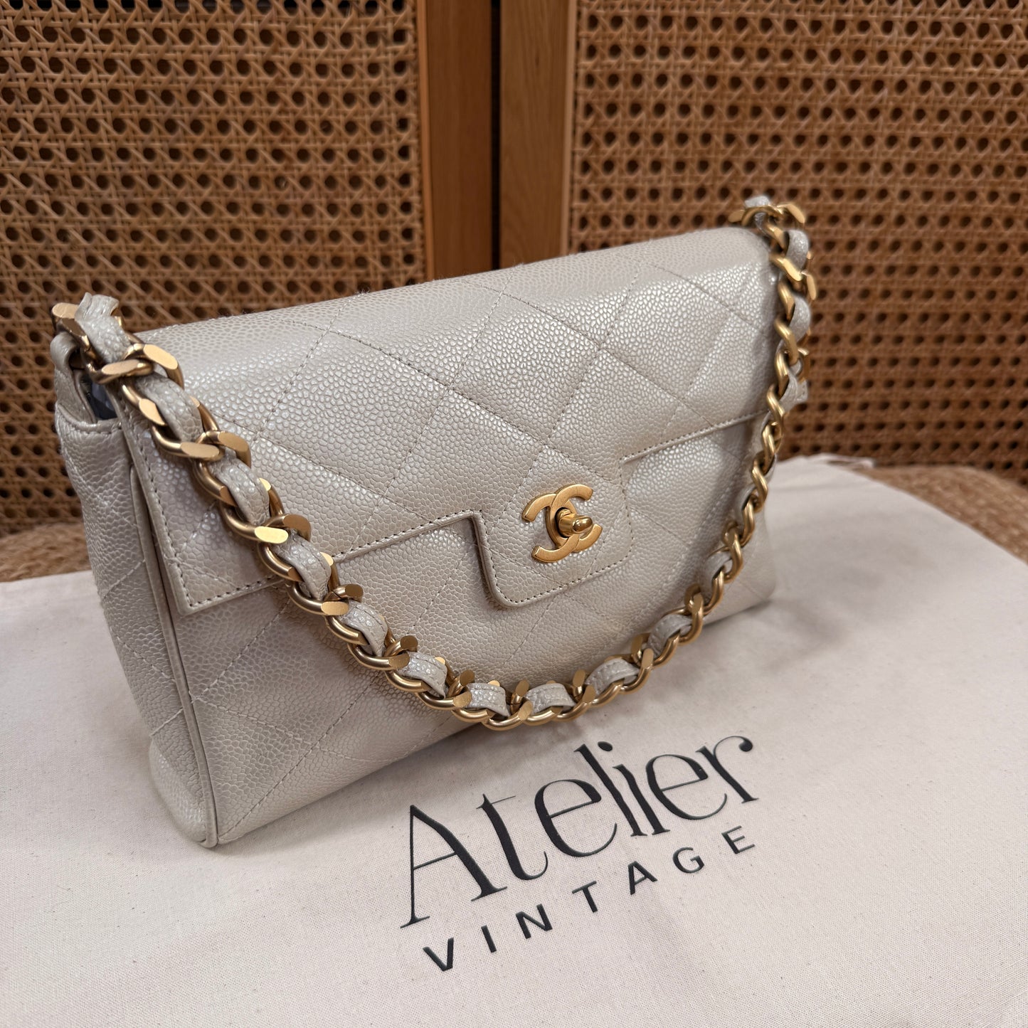 Chanel Ultra Rare 2000 pearlescent Caviar Single Flap