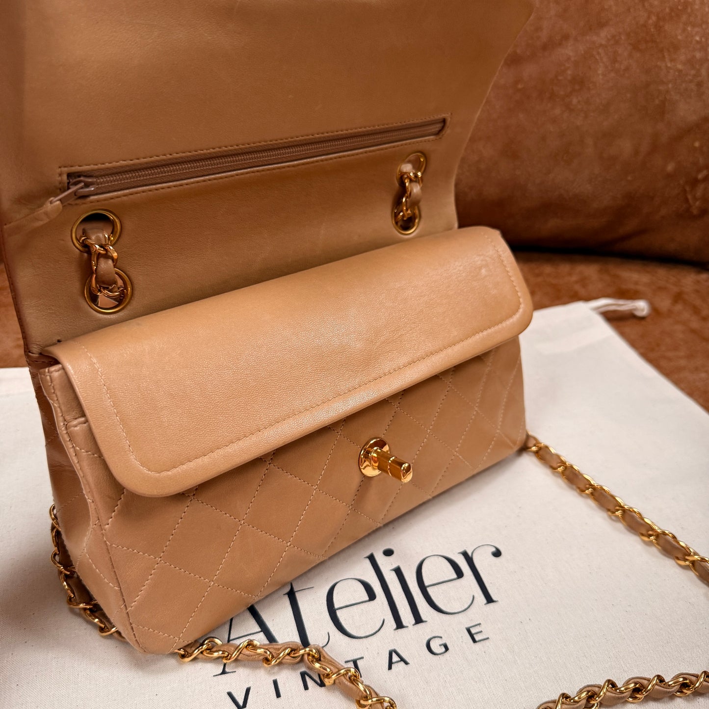 Chanel 1997 Rare Dark Beige Classic Double Flap Small