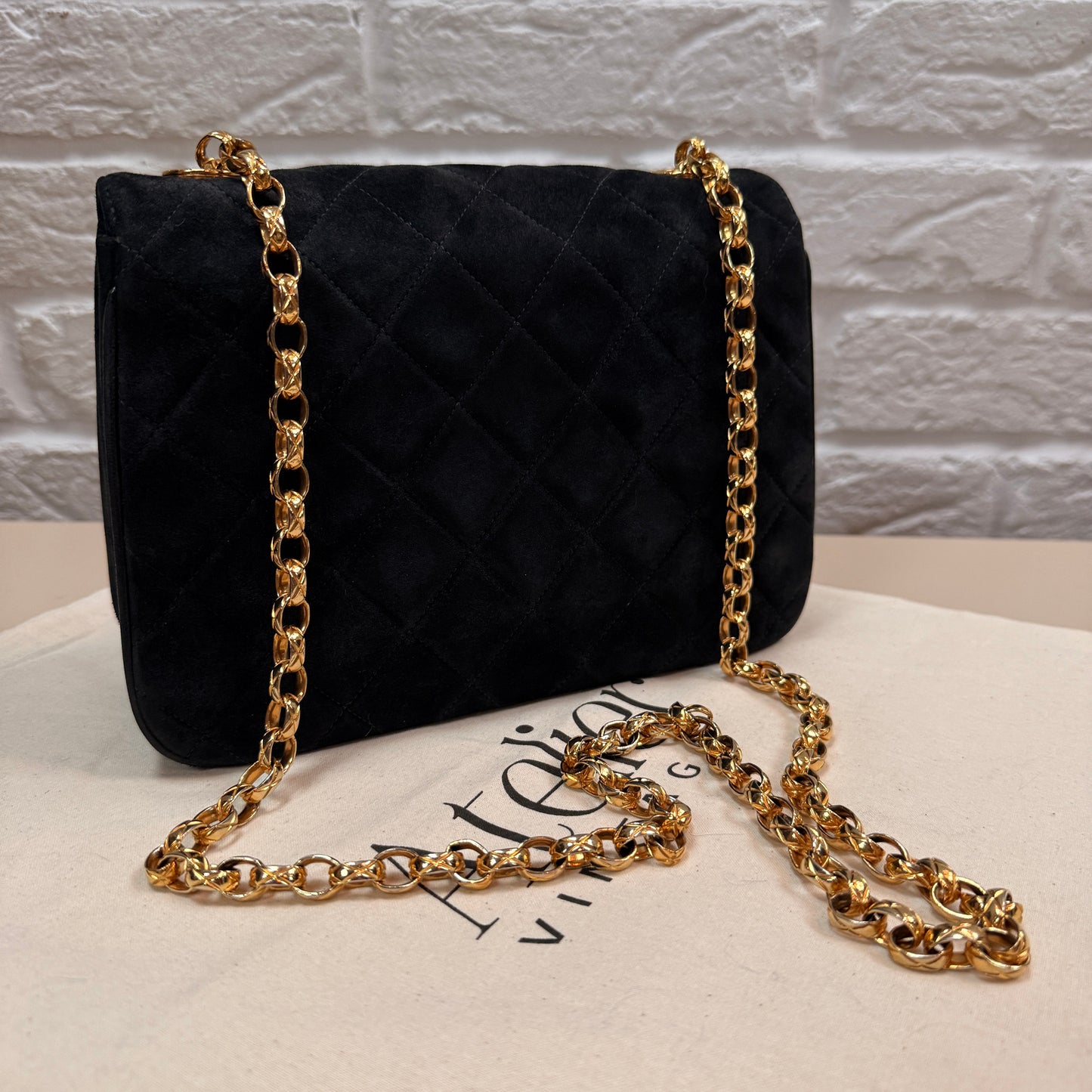 Chanel 1980s Ultra Rare Limited Edition Bijoux Chain in Black Suede and 24k Hold Hardware