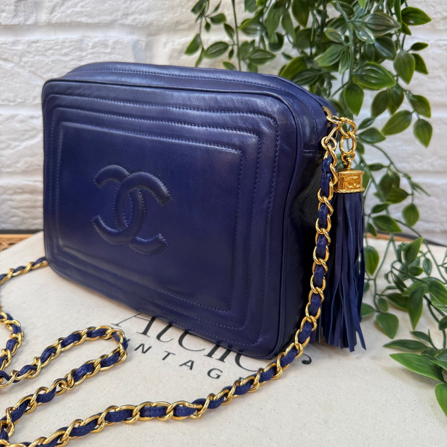 Chanel 1986 CC Quilted French Blue Camera bag