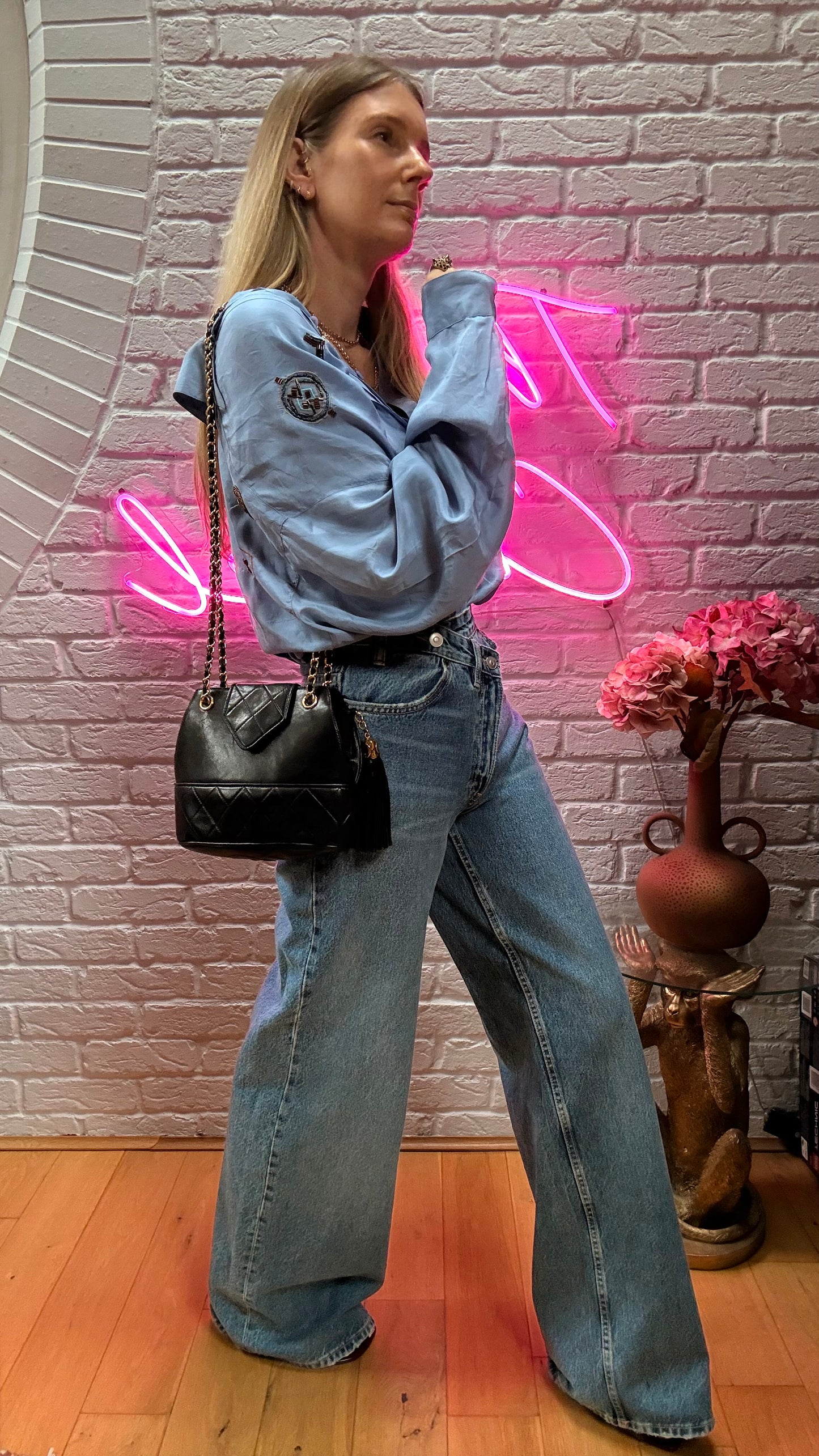 Chanel 1989 Black Camera Style Envelope Mini Tote