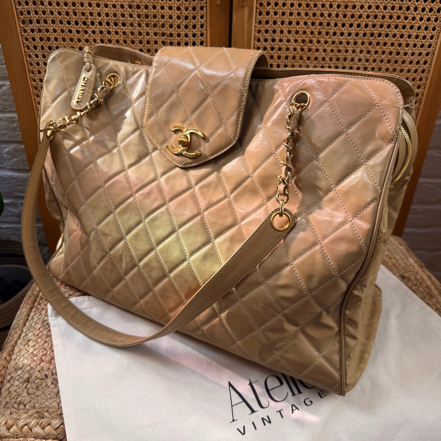 Chanel 1995 XXL Super Model Tote with Turnlock