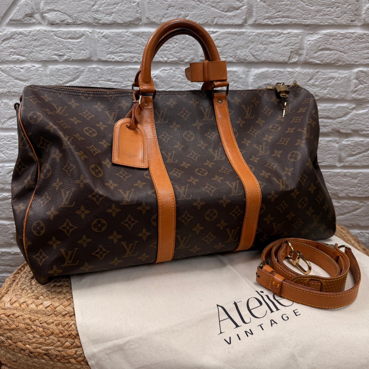 Louis Vuitton 1990 Keepall Bandoulier 50 with luggage tag, padlock, keys & handle strap