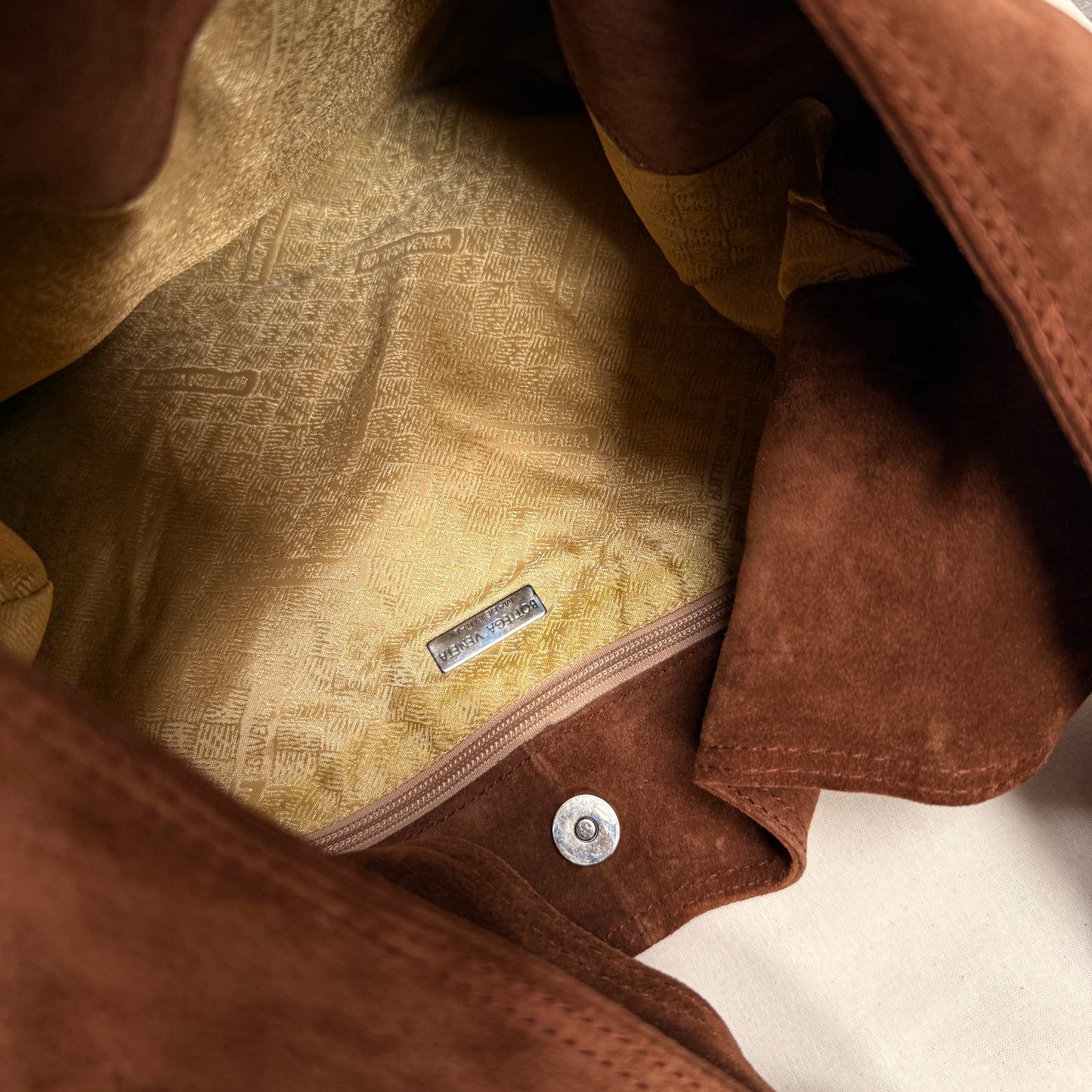 Bottega Veneta 1990s Tan Suede Hobo Tote