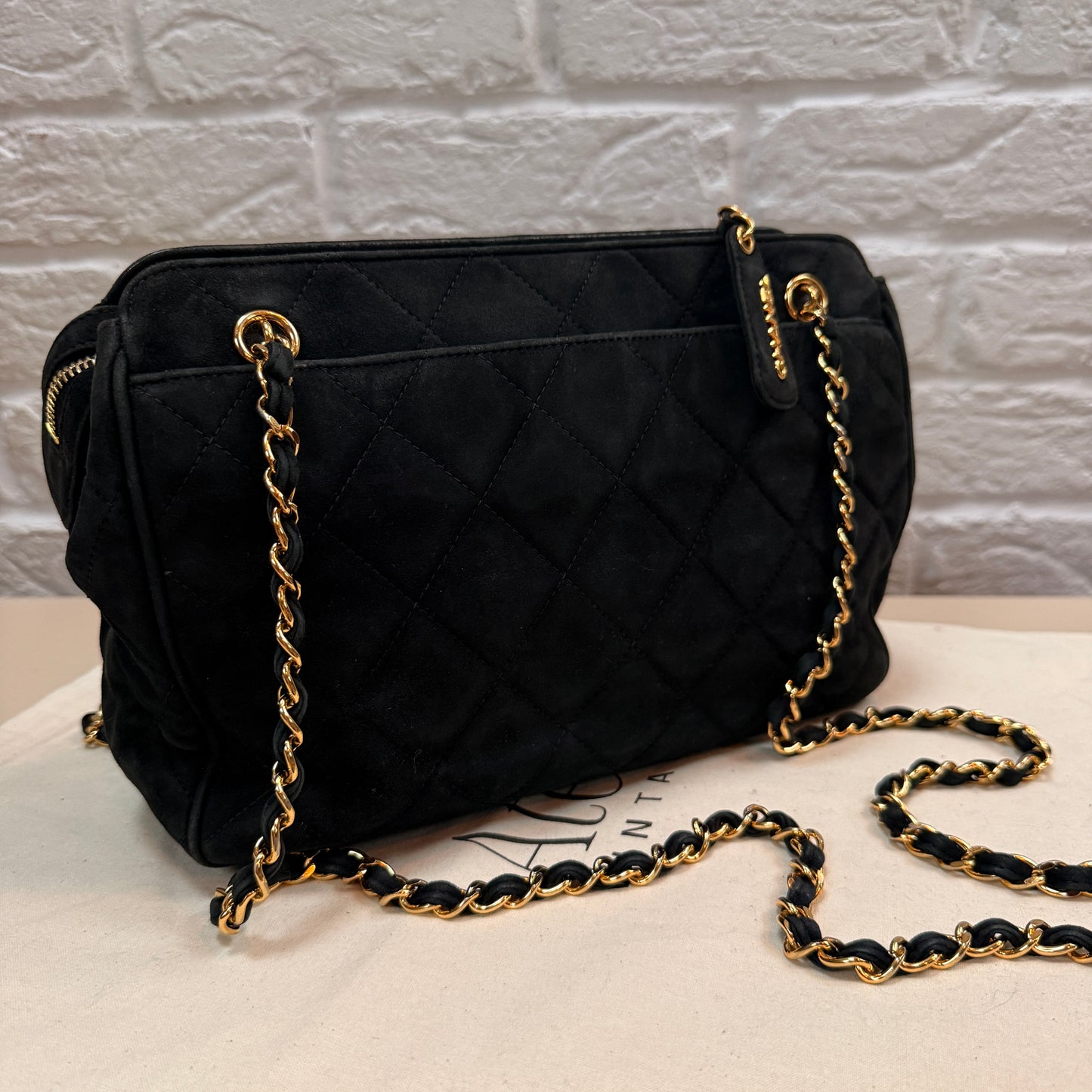 Chanel 1996 Rare Black Suede CC Turnlock Crossbody Tote with 24k Gold Hardware