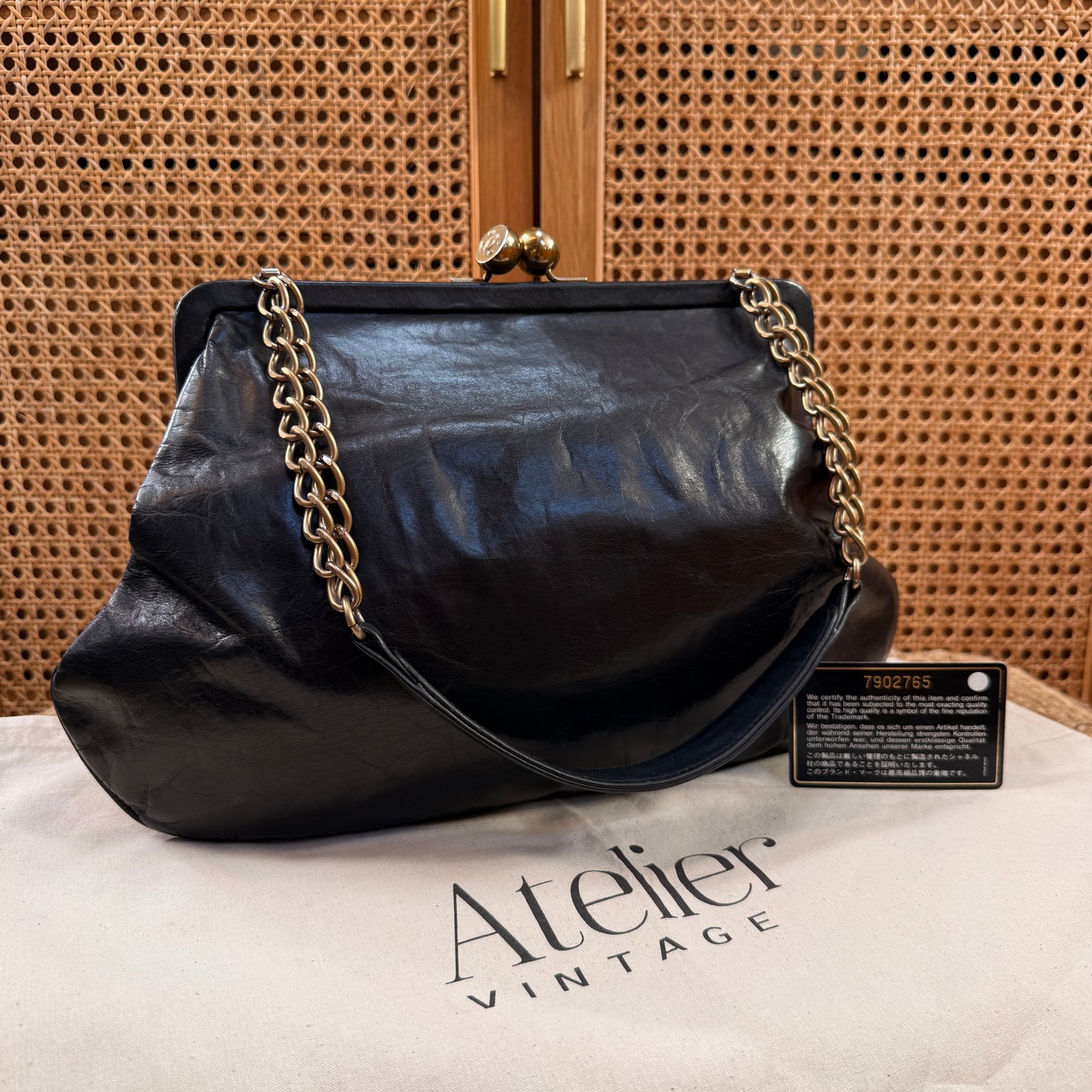 Chanel 2002 RARE Aged Lambskin Kisslock Shoulder