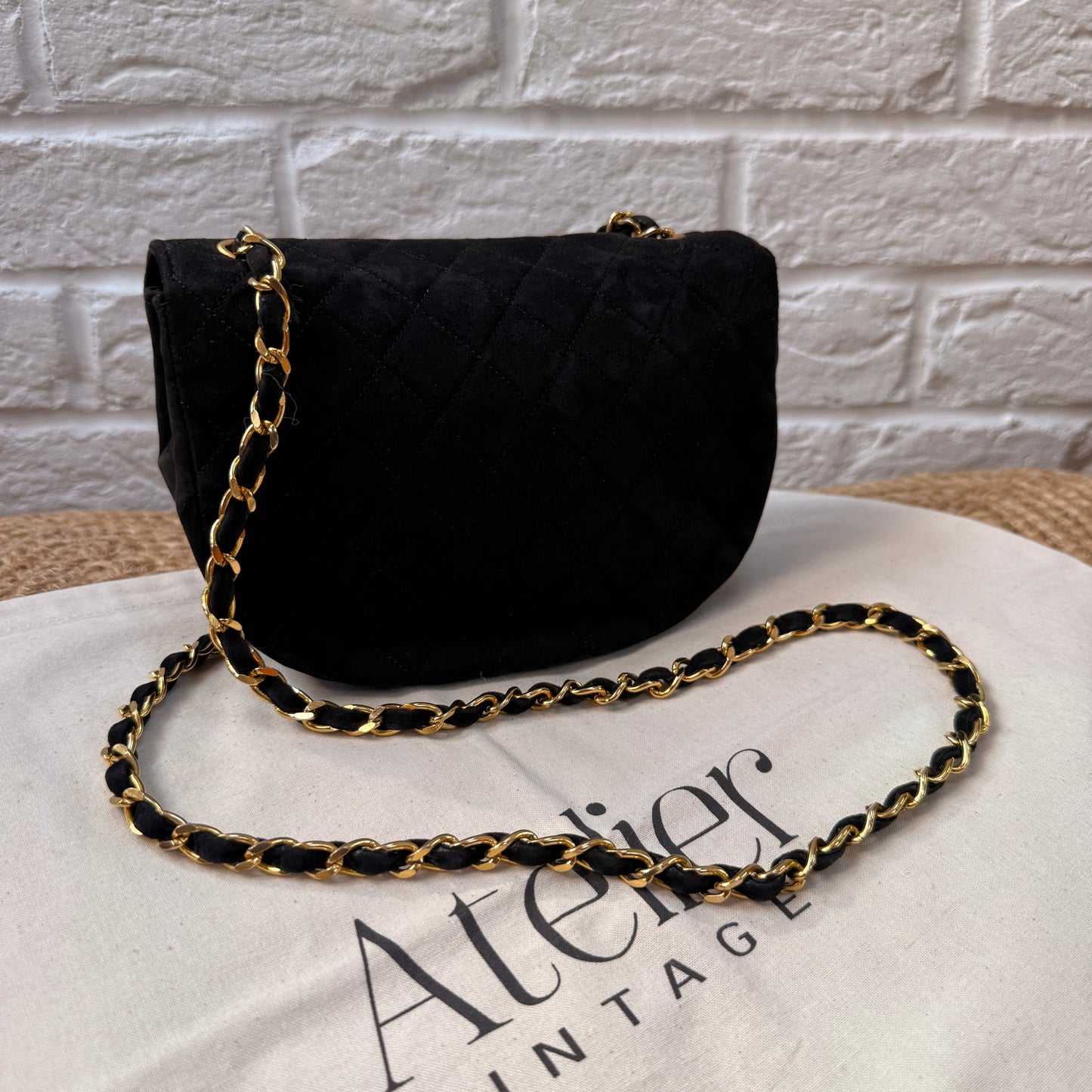 Chanel Rare 1986 Suede Half Moon Single Flap