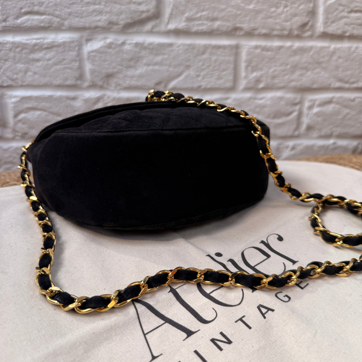 Chanel Rare 1986 Suede Half Moon Single Flap
