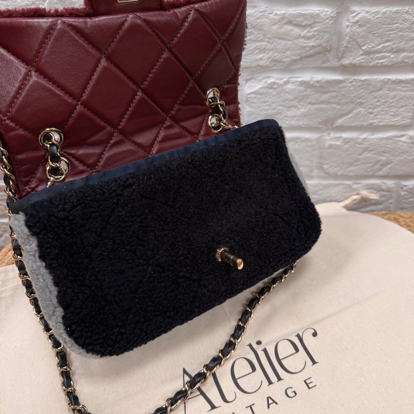 Chanel 2019 Shearling Tri Color Single Flap