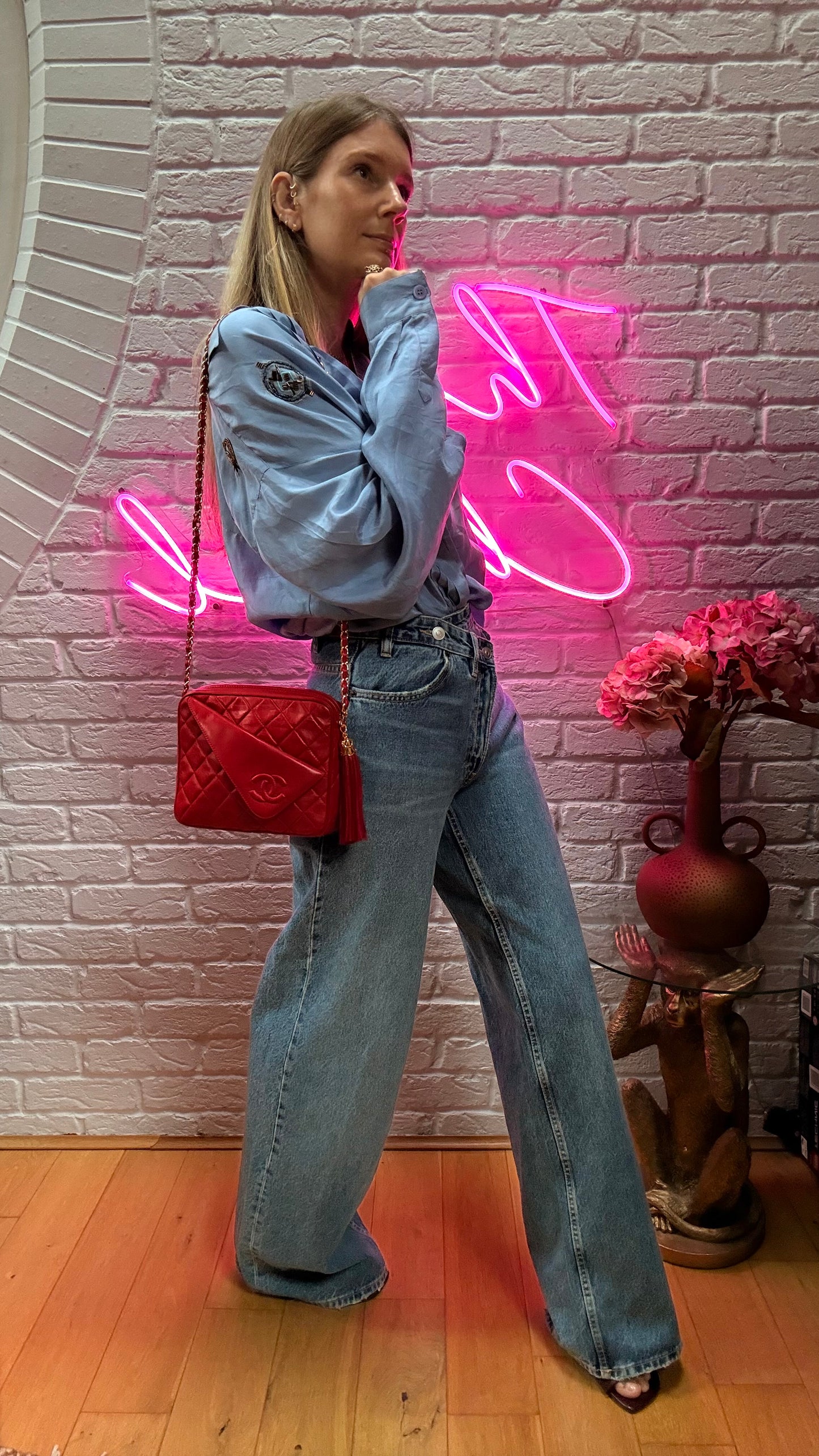 Chanel 1989 Red Quilted Tassel Camera Bag