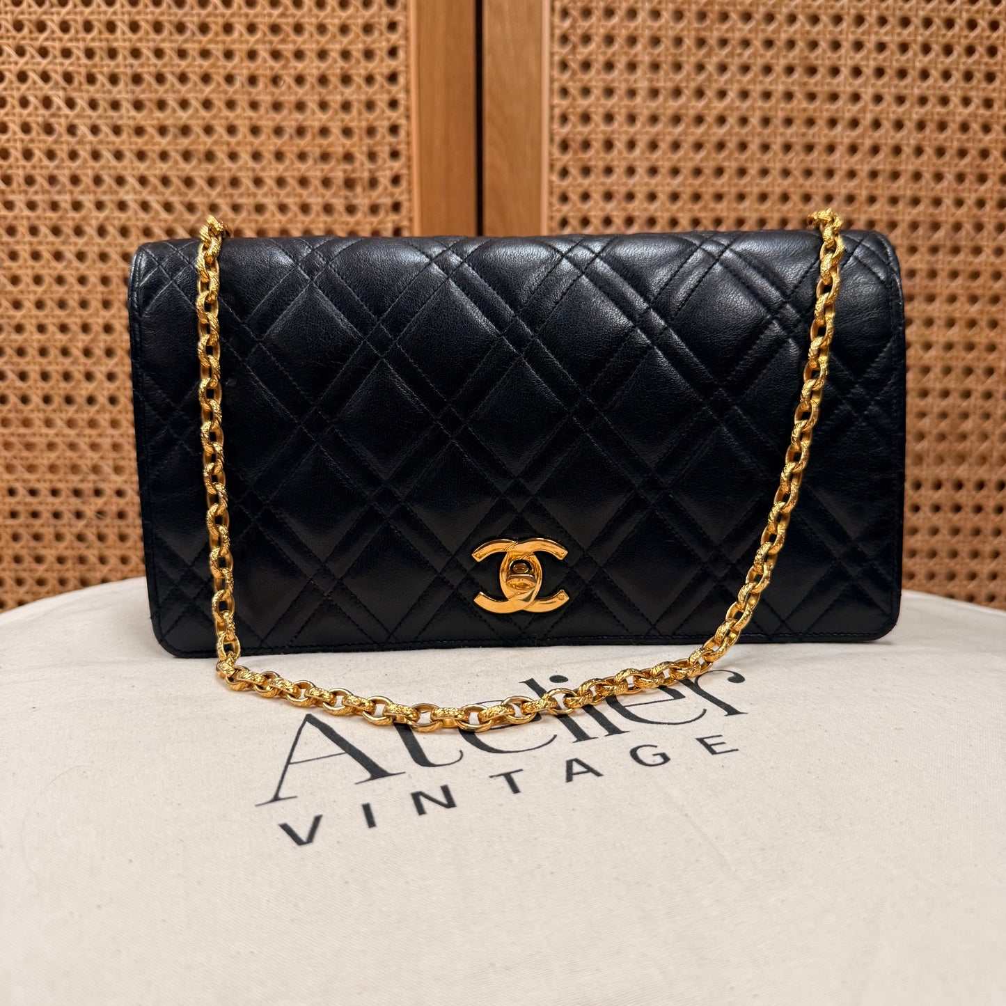 Chanel Rare Early 1980s Double Diamond Quilted Bijoux Chain Classic Rectangle