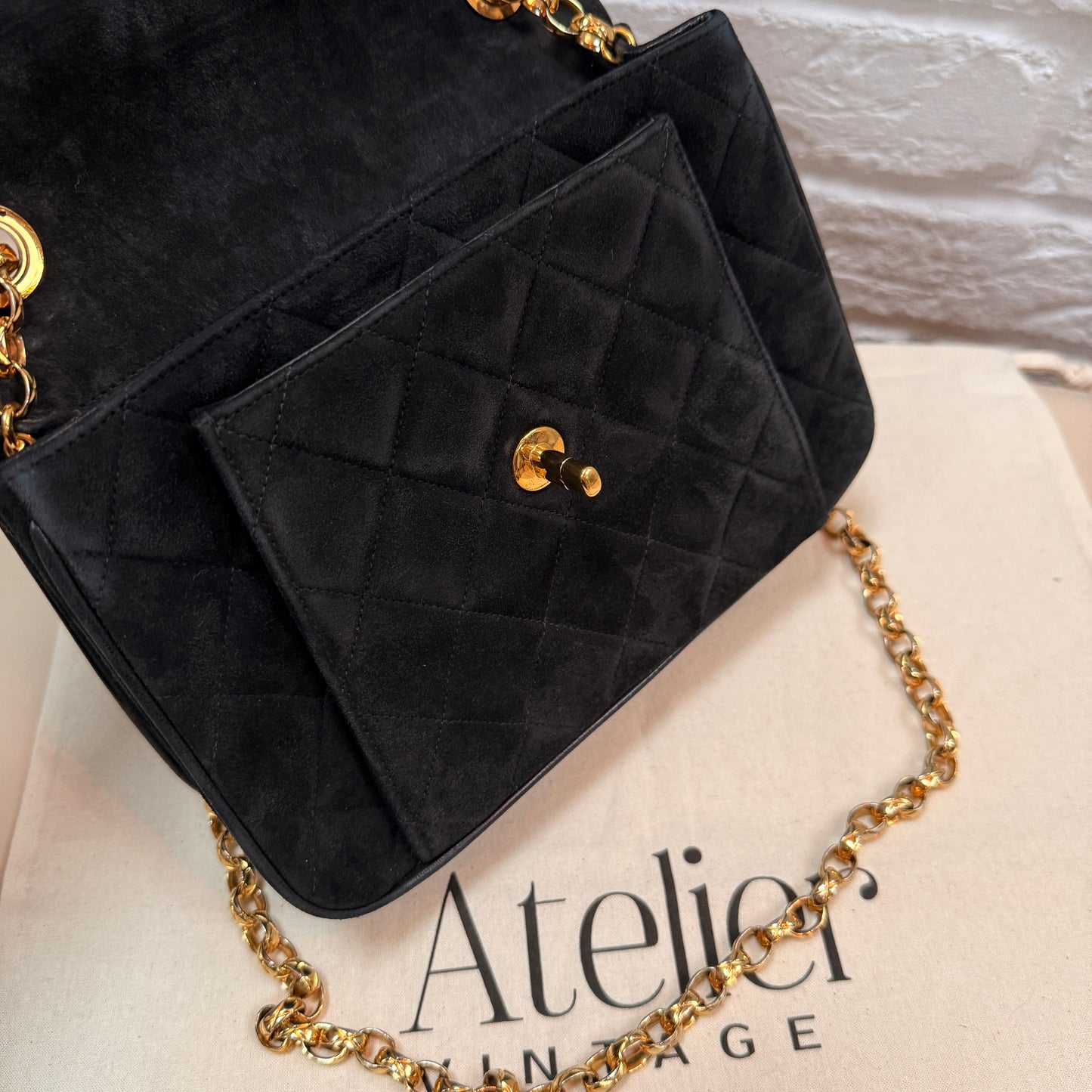 Chanel 1980s Ultra Rare Limited Edition Bijoux Chain in Black Suede and 24k Hold Hardware