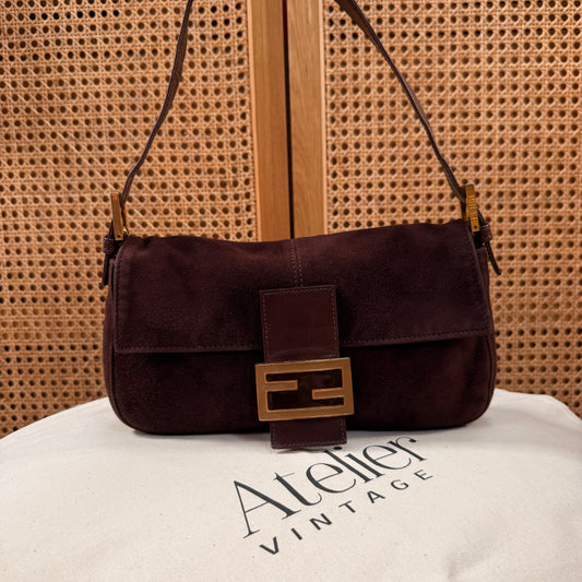 Fendi 1999 Fendi Baguette - Chocolate Suede & Enamel Closure
