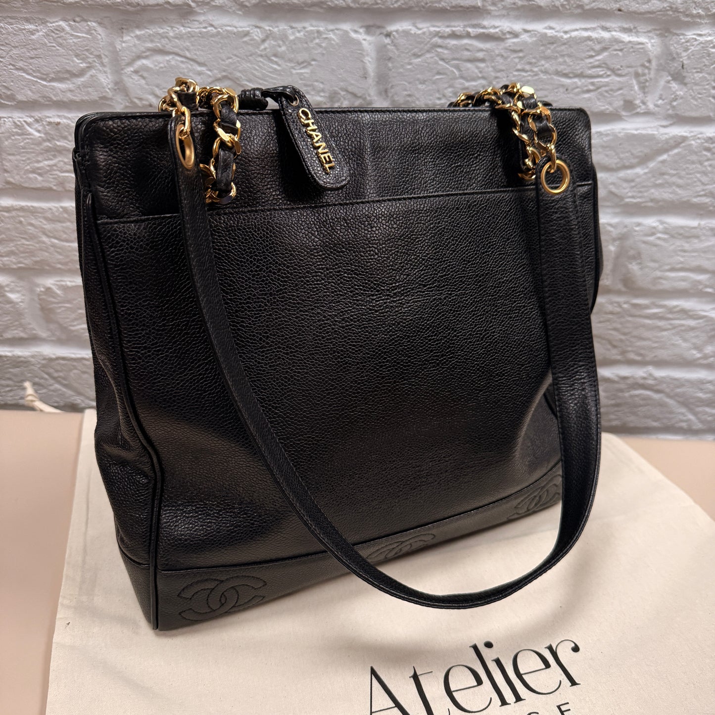 Chanel 1994 Black Triple CC Caviar Tote