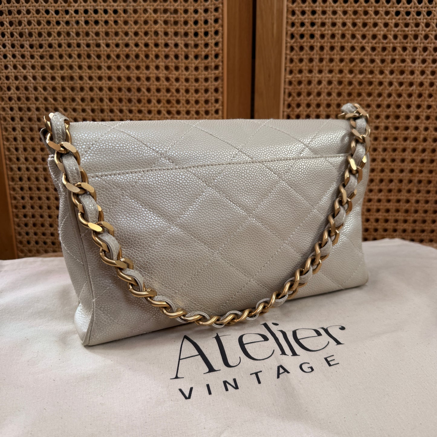 Chanel Ultra Rare 2000 pearlescent Caviar Single Flap