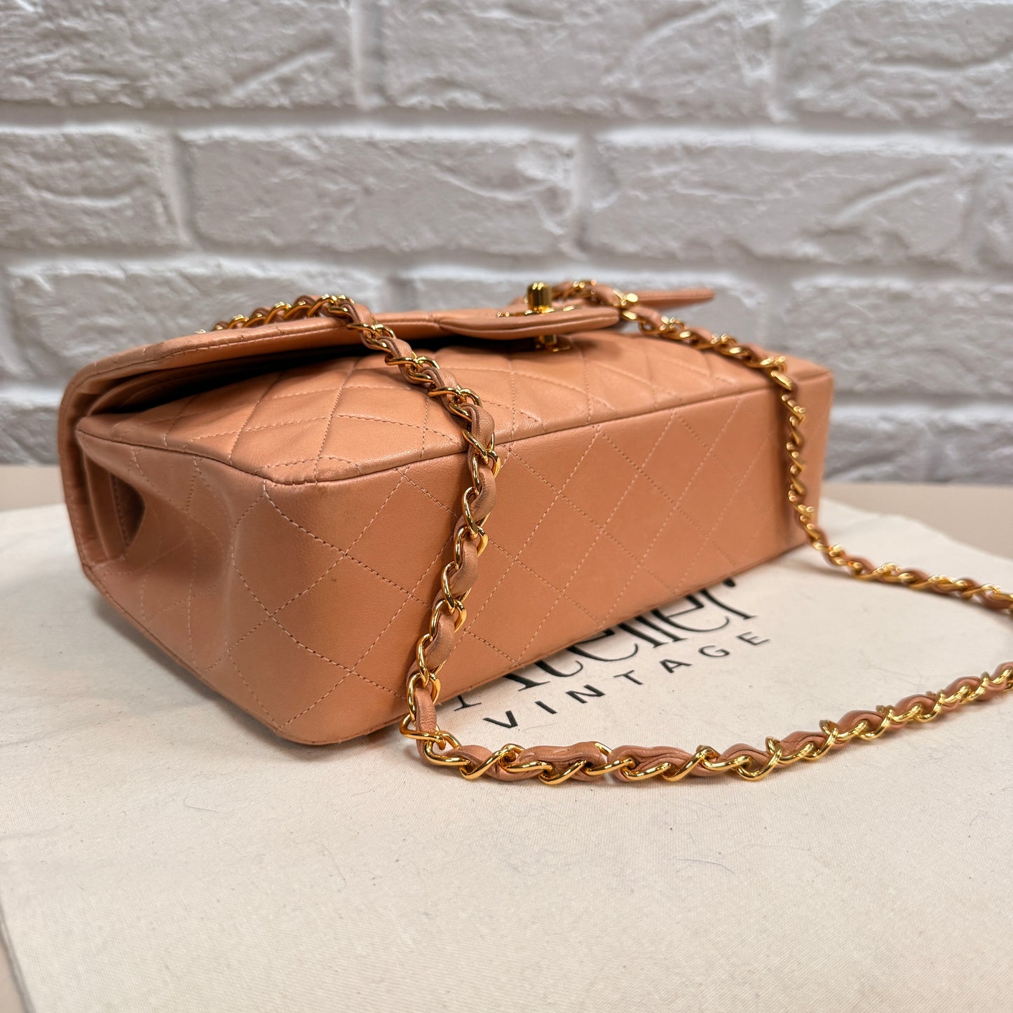 Chanel 1996 Ultra Rare Nude Lambskin Leather Classic Double Flap in Medium with 24k Gold Hardware